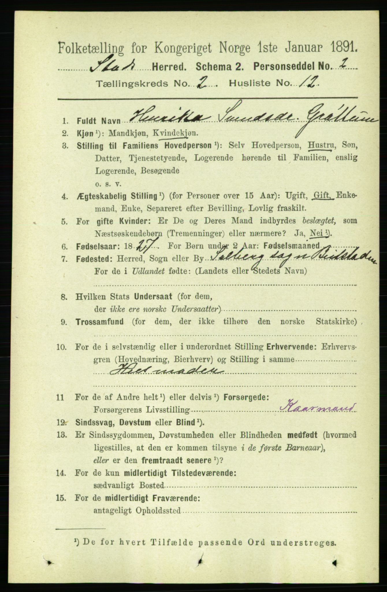 RA, 1891 census for 1734 Stod, 1891, p. 768