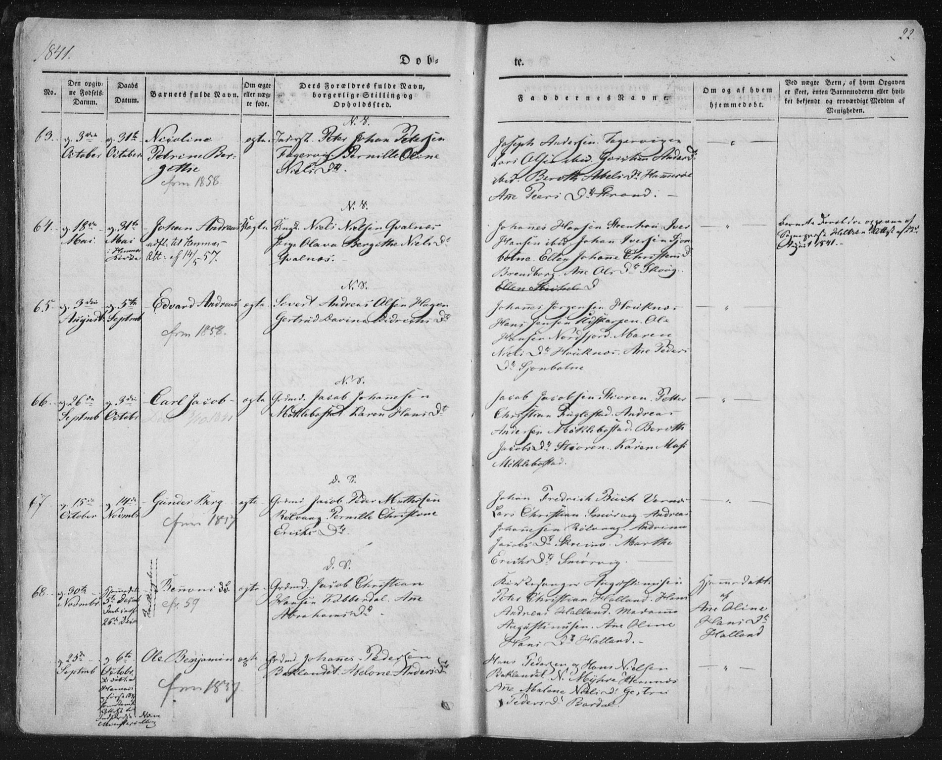 Ministerialprotokoller, klokkerbøker og fødselsregistre - Nordland, AV/SAT-A-1459/838/L0549: Parish register (official) no. 838A07, 1840-1854, p. 22