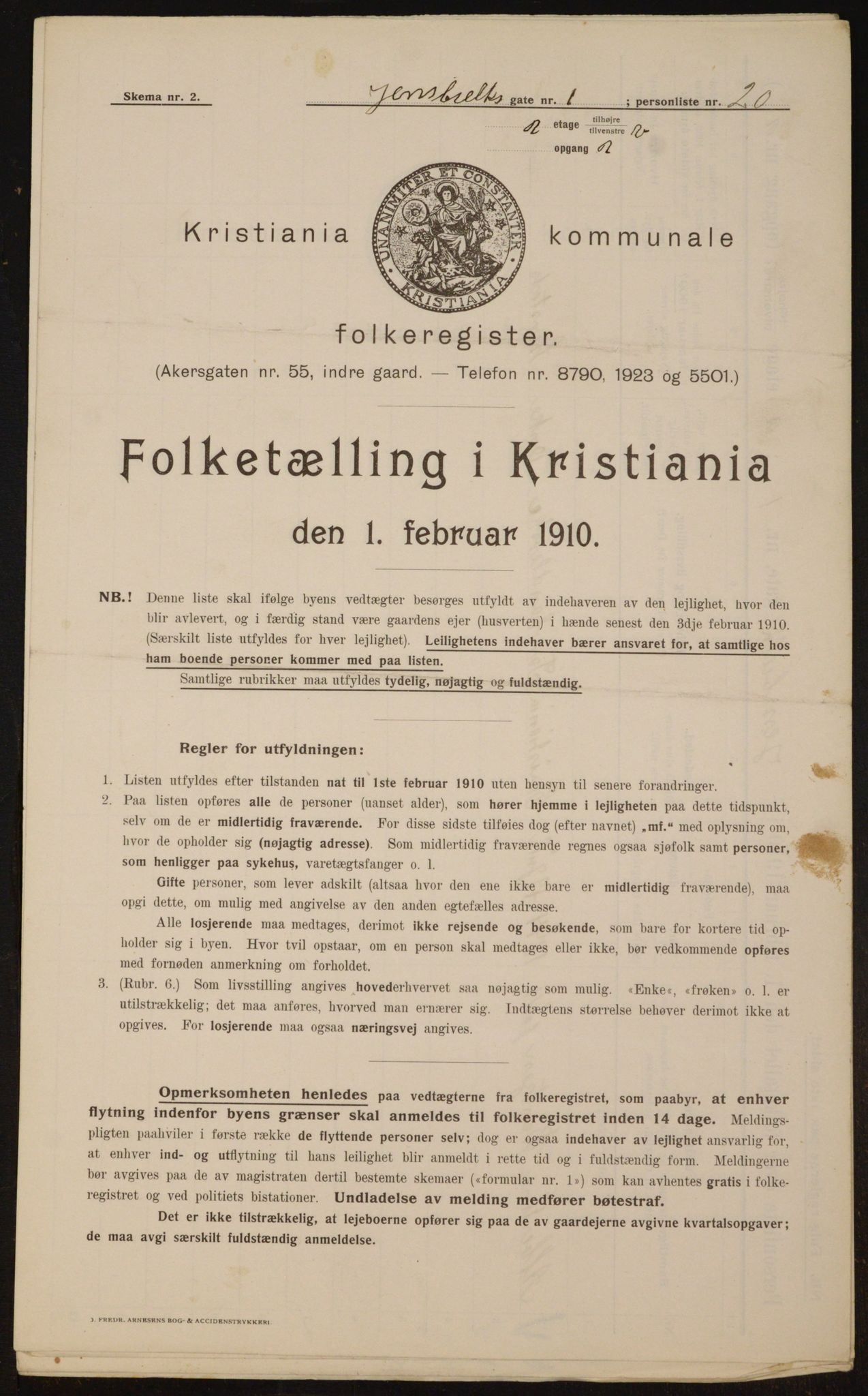 OBA, Municipal Census 1910 for Kristiania, 1910, p. 44146