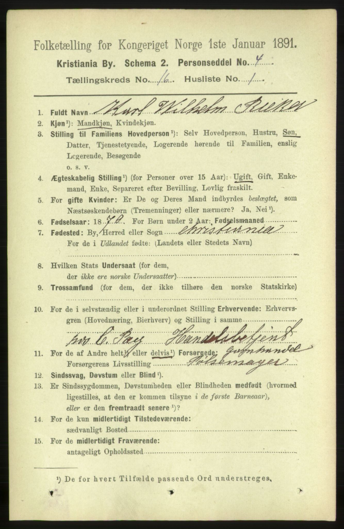 RA, 1891 census for 0301 Kristiania, 1891, p. 7103