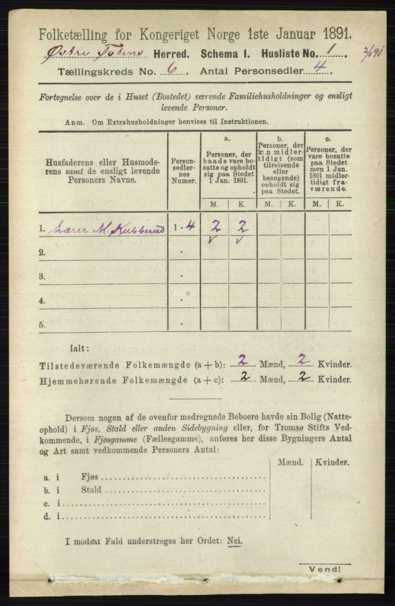 RA, 1891 census for 0528 Østre Toten, 1891, p. 3675