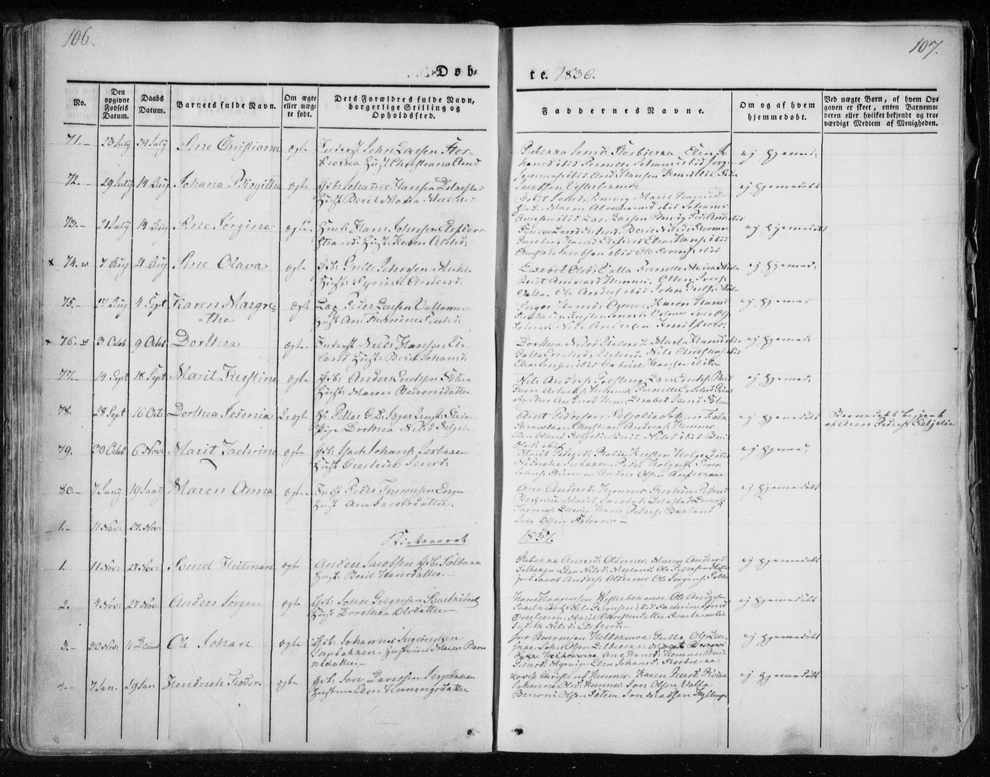 Ministerialprotokoller, klokkerbøker og fødselsregistre - Nordland, SAT/A-1459/825/L0354: Parish register (official) no. 825A08, 1826-1841, p. 106-107