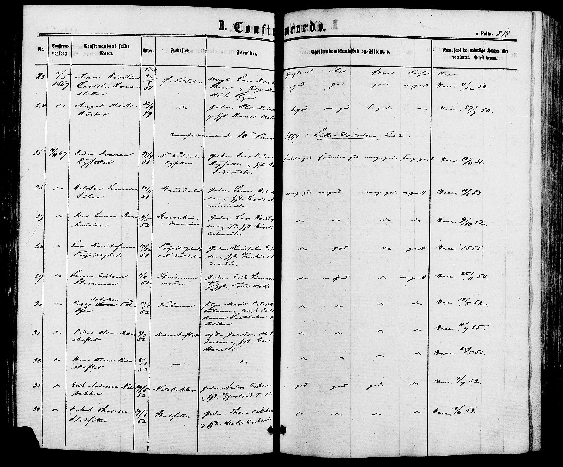 Alvdal prestekontor, AV/SAH-PREST-060/H/Ha/Haa/L0001: Parish register (official) no. 1, 1863-1882, p. 218