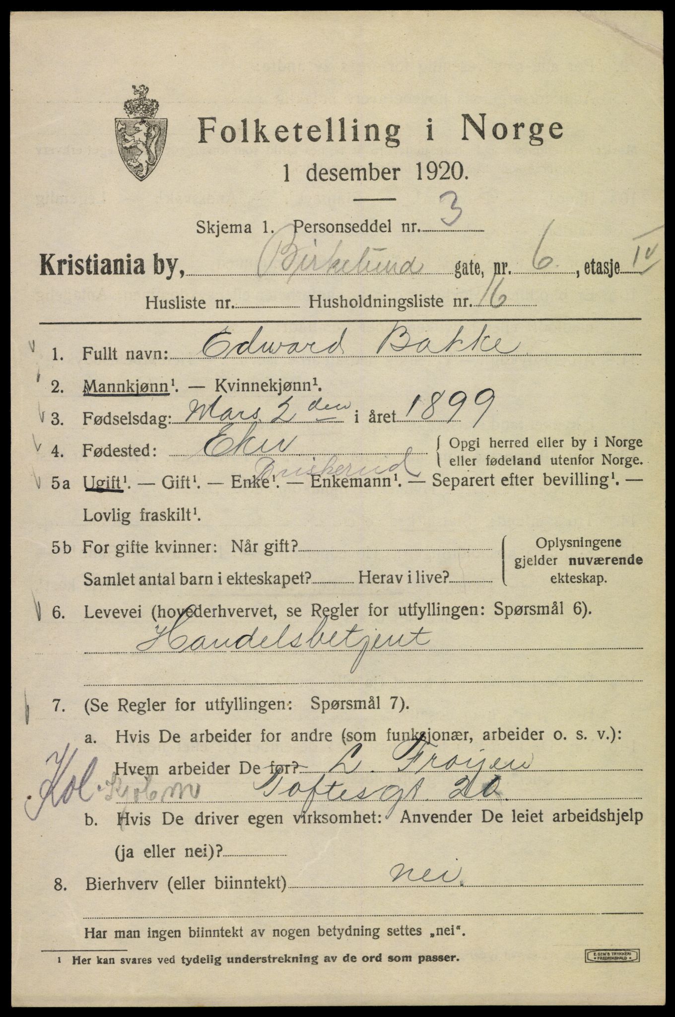 SAO, 1920 census for Kristiania, 1920, p. 156995