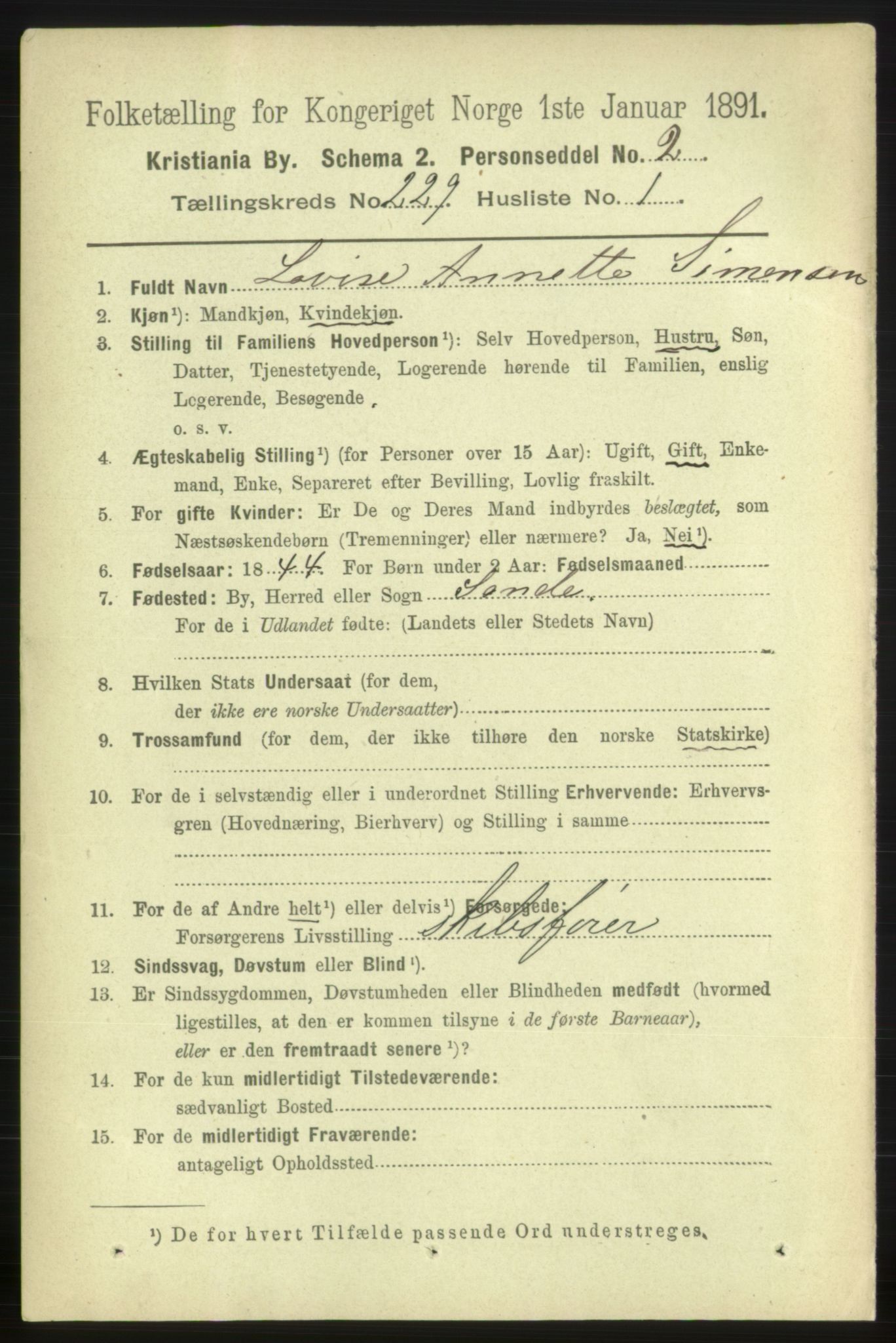 RA, 1891 census for 0301 Kristiania, 1891, p. 140396