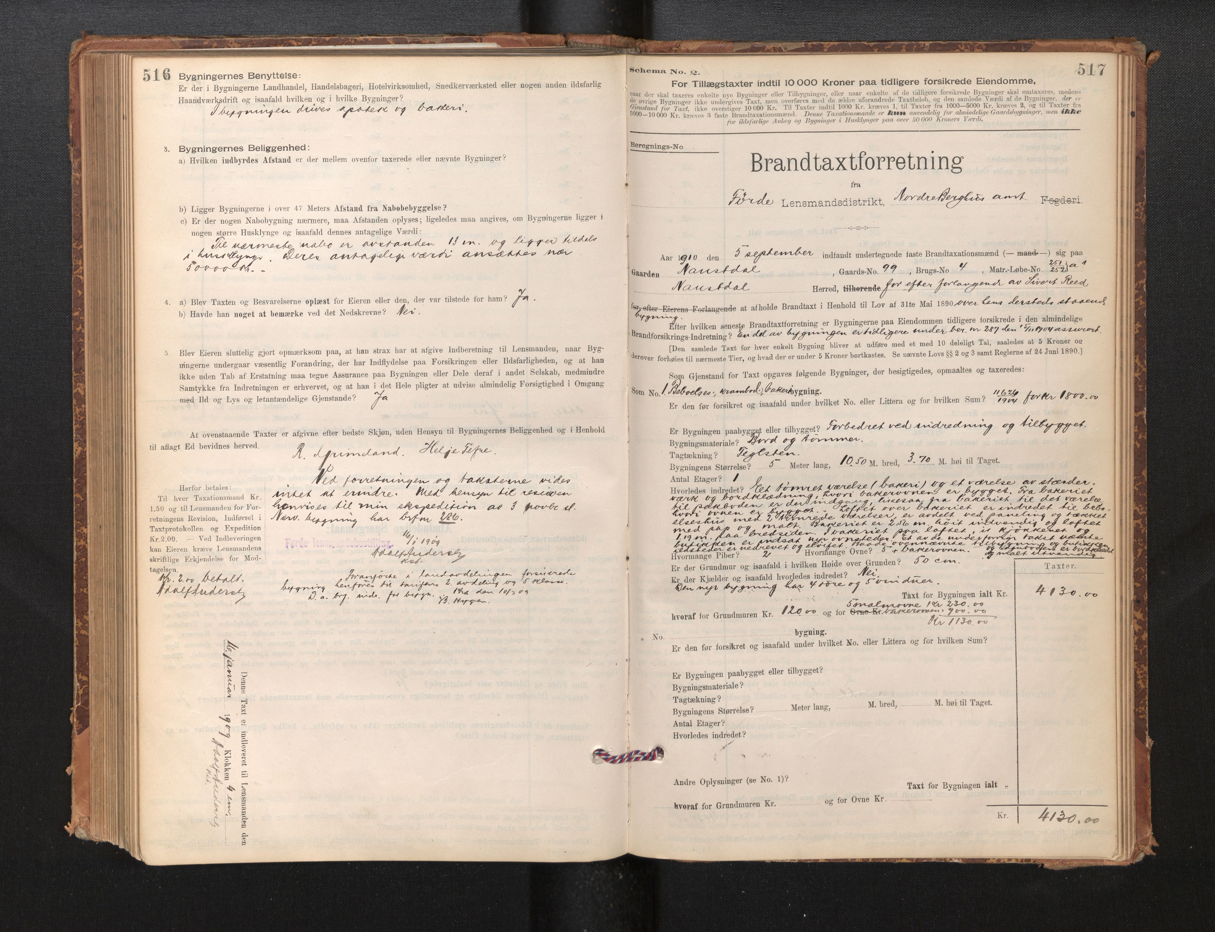 Lensmannen i Førde, SAB/A-27401/0012/L0008: Branntakstprotokoll, skjematakst, 1895-1922, p. 516-517