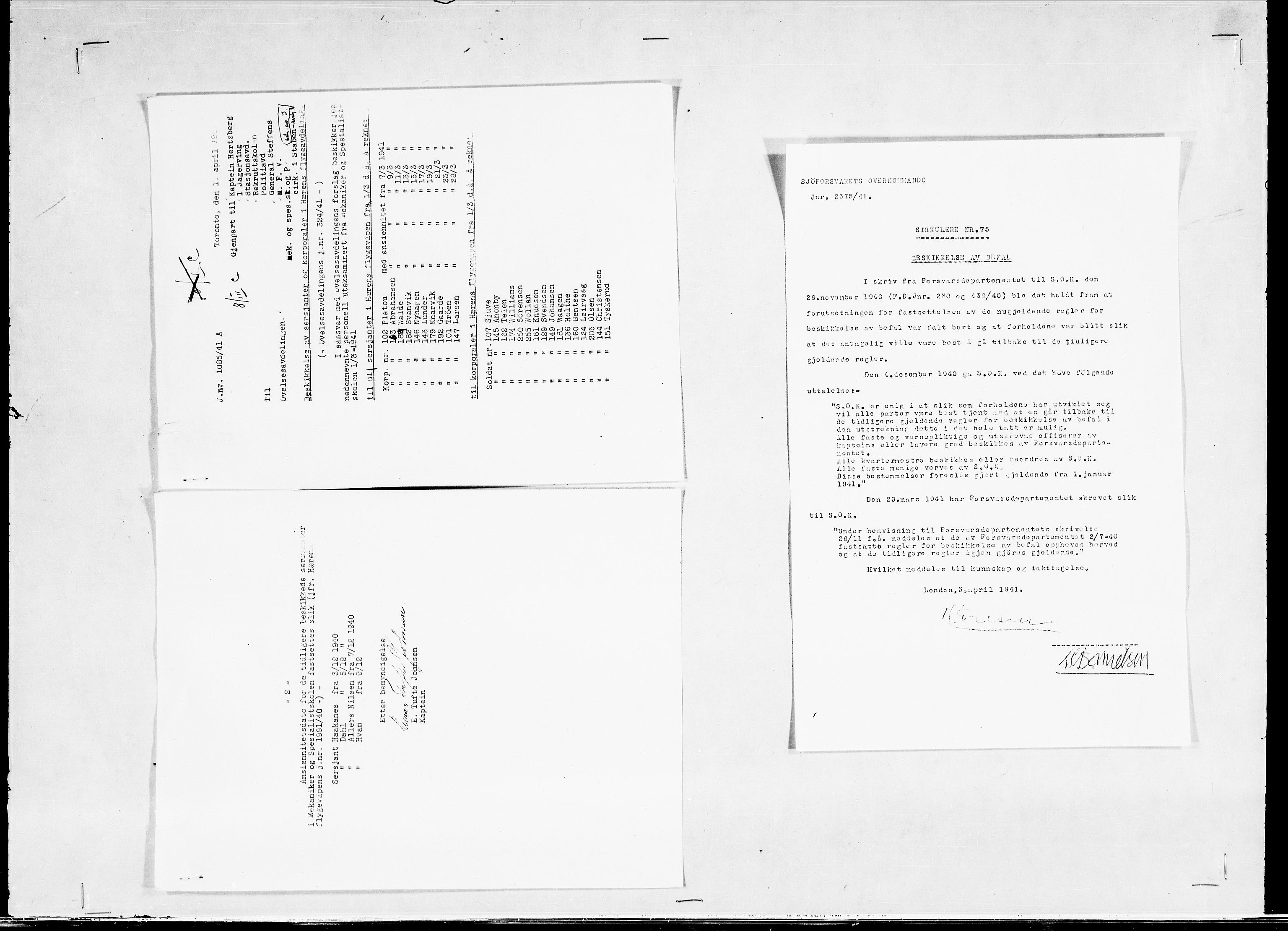 Forsvaret, Flyvåpnenes treningsleir 1940-1945, RA/RAFA-3974/V/L0038: Ekspedisjonskontoret. 8. Personellkontoret, 1940-1945