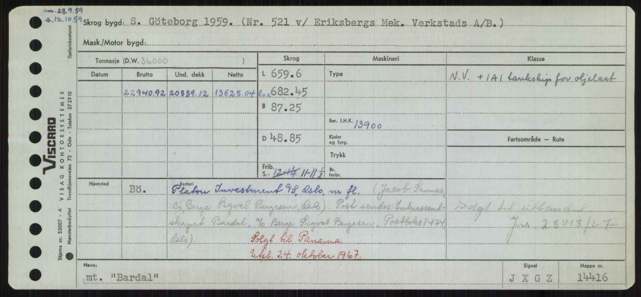 Sjøfartsdirektoratet med forløpere, Skipsmålingen, AV/RA-S-1627/H/Hd/L0003: Fartøy, B-Bev, p. 267