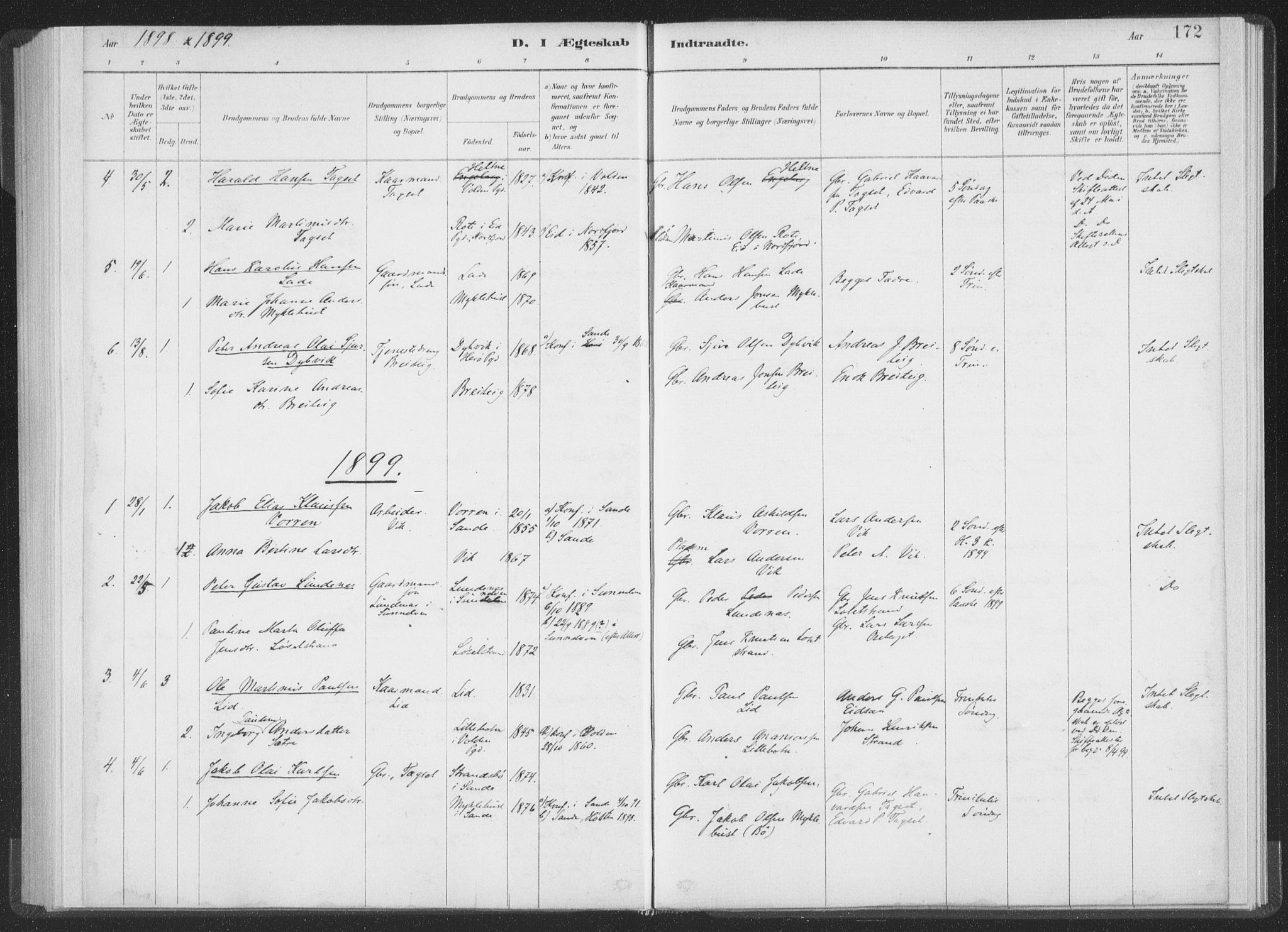 Ministerialprotokoller, klokkerbøker og fødselsregistre - Møre og Romsdal, AV/SAT-A-1454/502/L0025: Parish register (official) no. 502A03, 1885-1909, p. 172