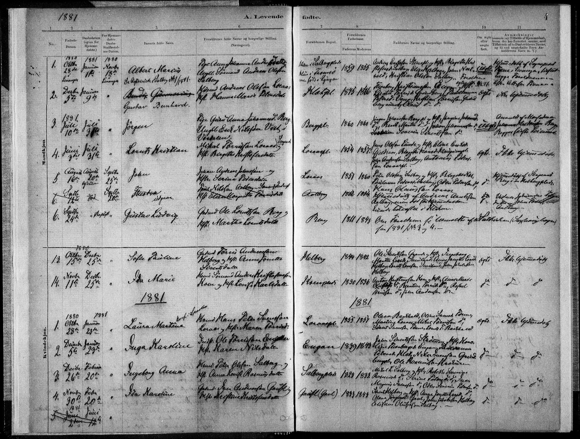 Ministerialprotokoller, klokkerbøker og fødselsregistre - Nord-Trøndelag, SAT/A-1458/731/L0309: Parish register (official) no. 731A01, 1879-1918, p. 4
