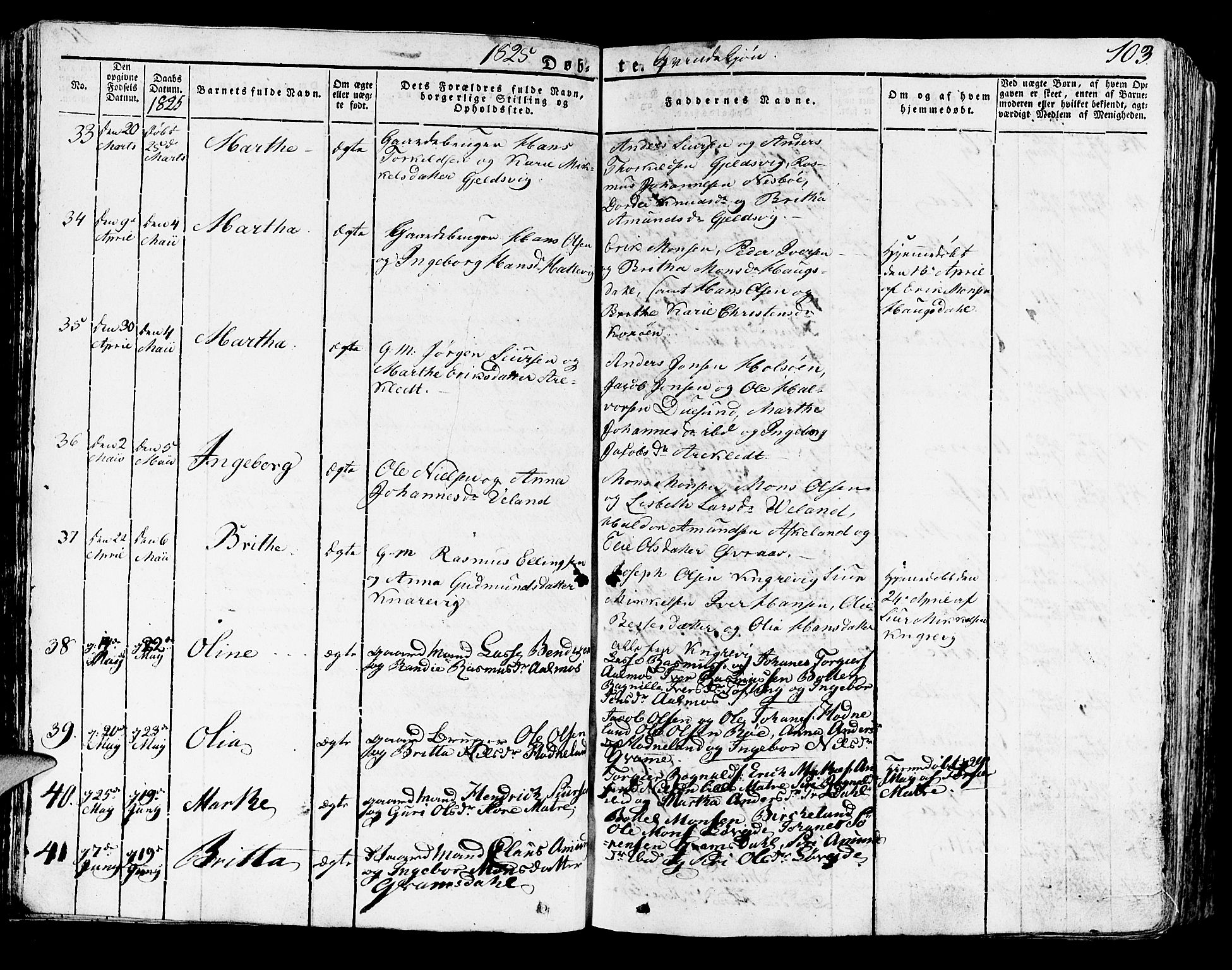 Lindås Sokneprestembete, AV/SAB-A-76701/H/Haa/Haaa/L0008: Parish register (official) no. A 8, 1823-1836, p. 103