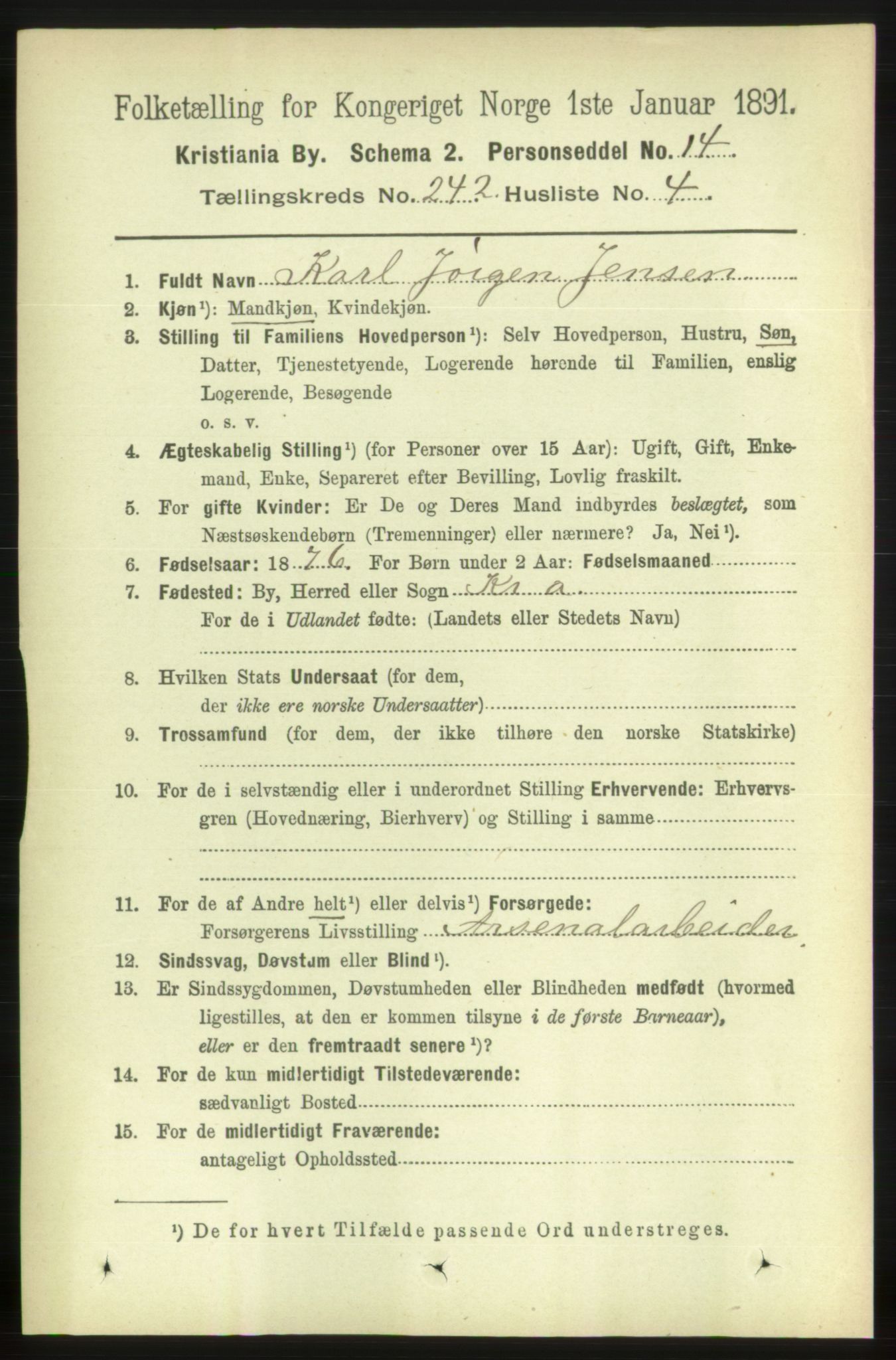 RA, 1891 census for 0301 Kristiania, 1891, p. 147146