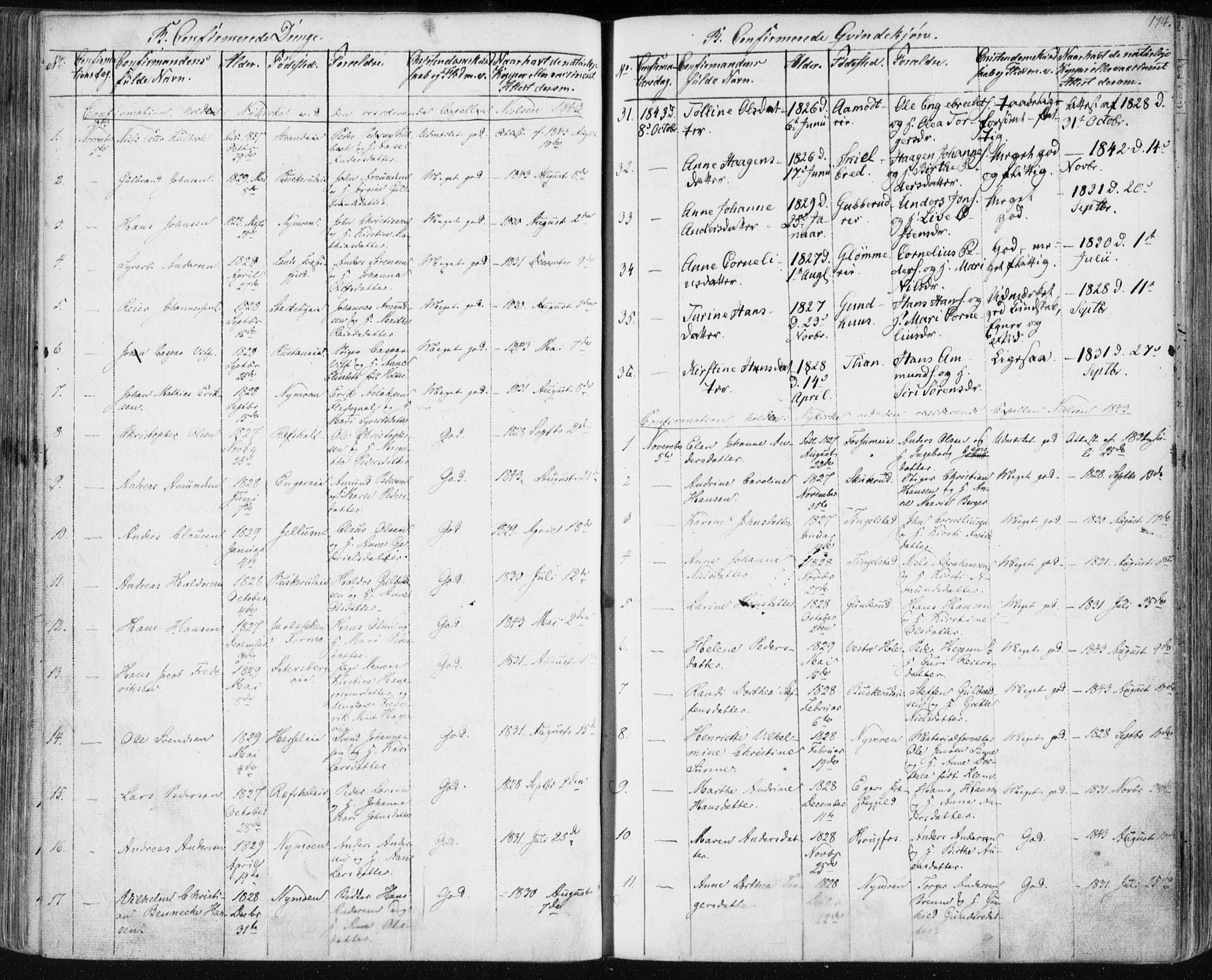 Modum kirkebøker, SAKO/A-234/F/Fa/L0007: Parish register (official) no. 7, 1841-1850, p. 174