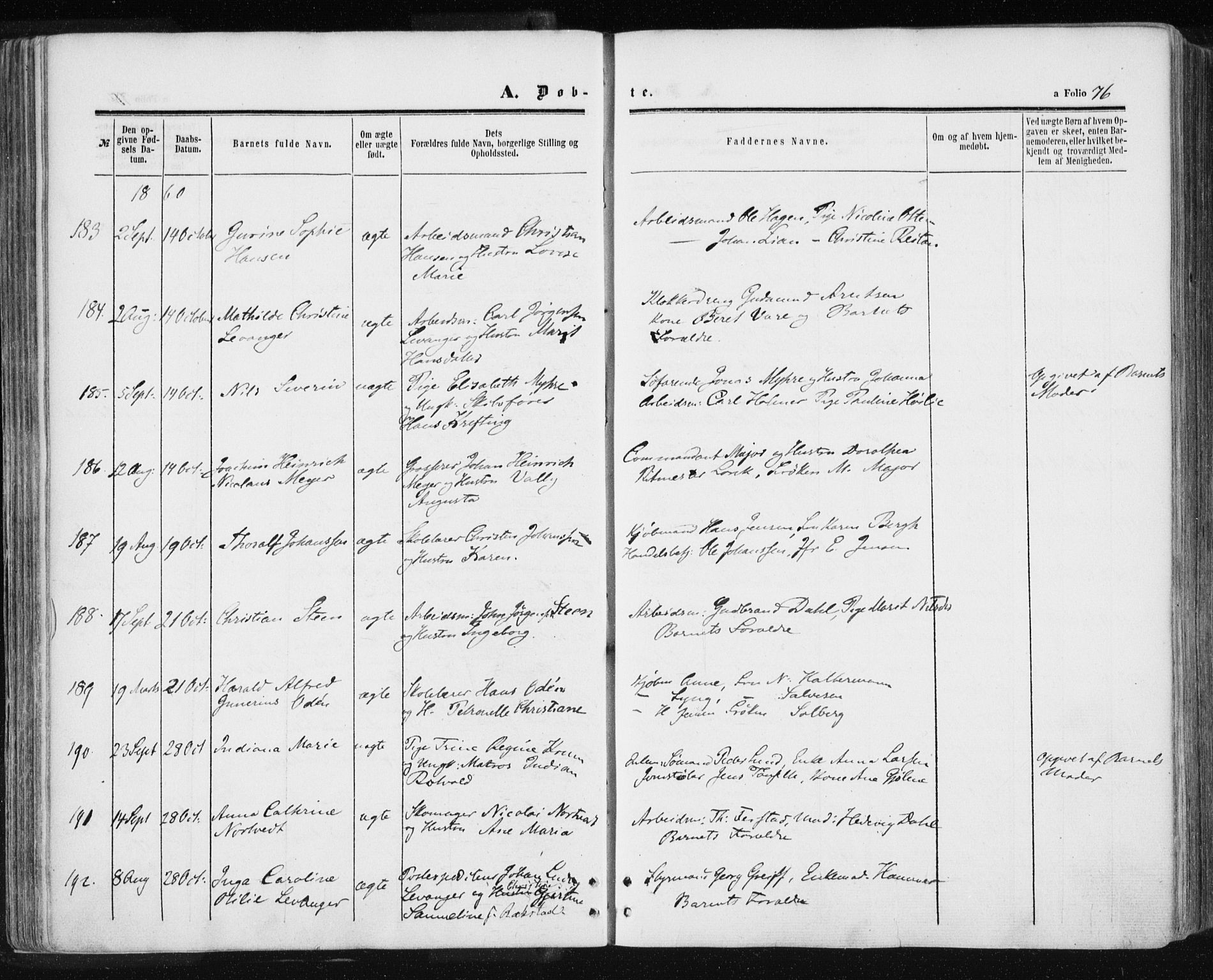 Ministerialprotokoller, klokkerbøker og fødselsregistre - Sør-Trøndelag, SAT/A-1456/601/L0053: Parish register (official) no. 601A21, 1857-1865, p. 76
