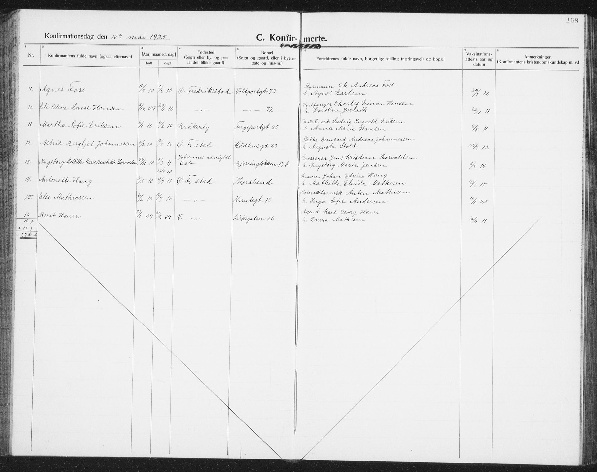 Østre Fredrikstad prestekontor Kirkebøker, SAO/A-10907/G/Ga/L0003: Parish register (copy) no. 3, 1920-1940, p. 158