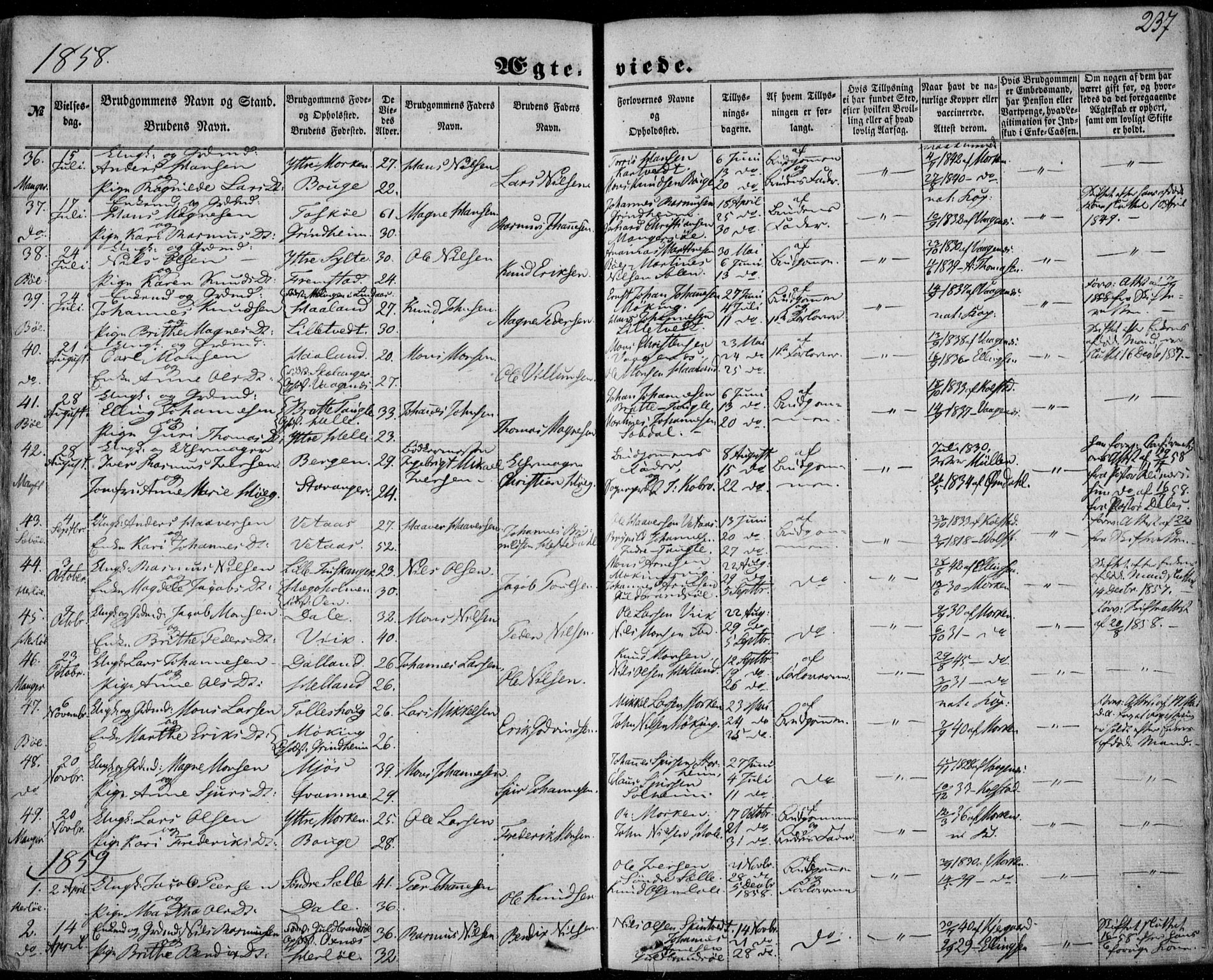 Manger sokneprestembete, SAB/A-76801/H/Haa: Parish register (official) no. A 6, 1849-1859, p. 237