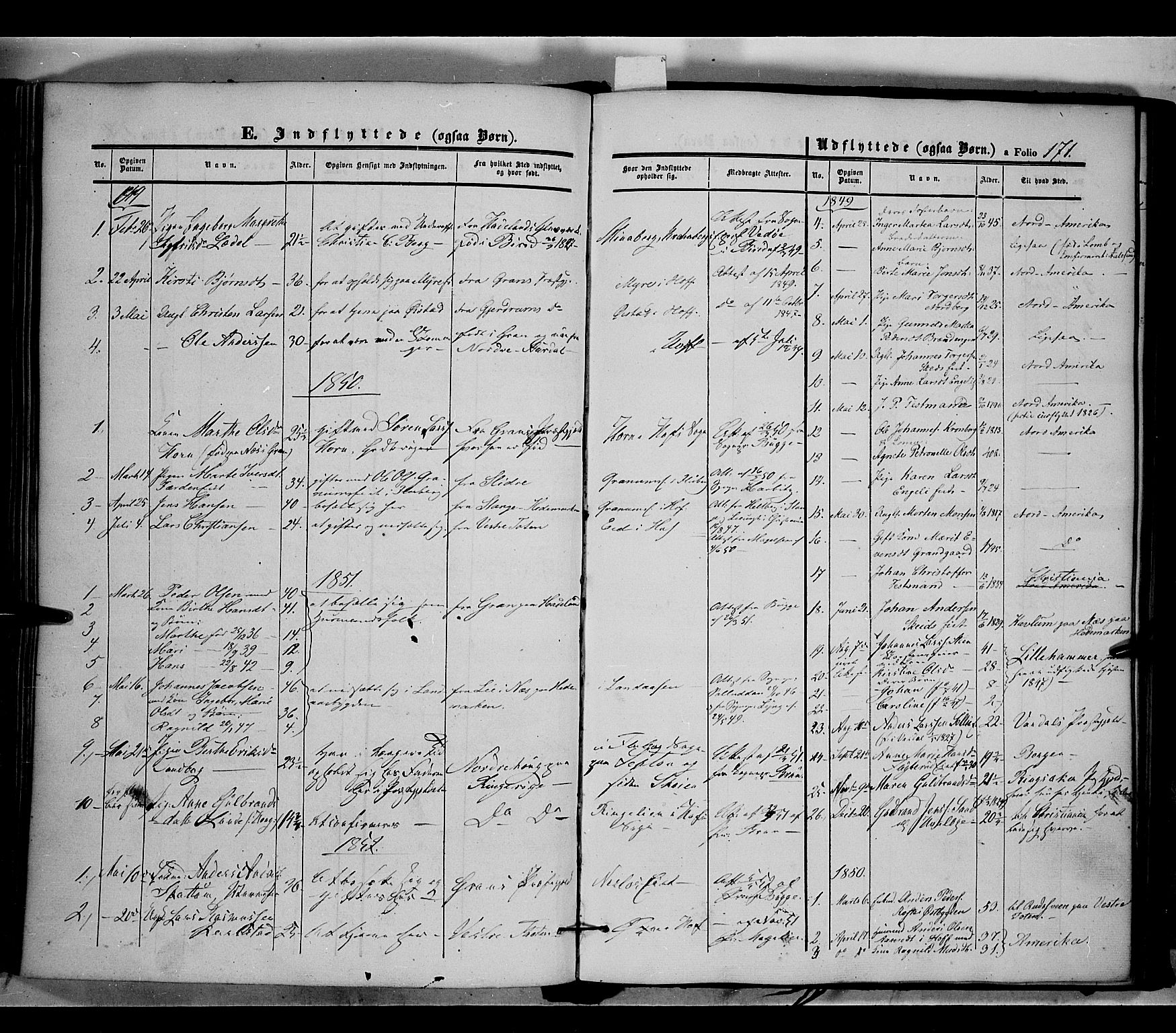 Land prestekontor, SAH/PREST-120/H/Ha/Haa/L0009: Parish register (official) no. 9, 1847-1859, p. 171