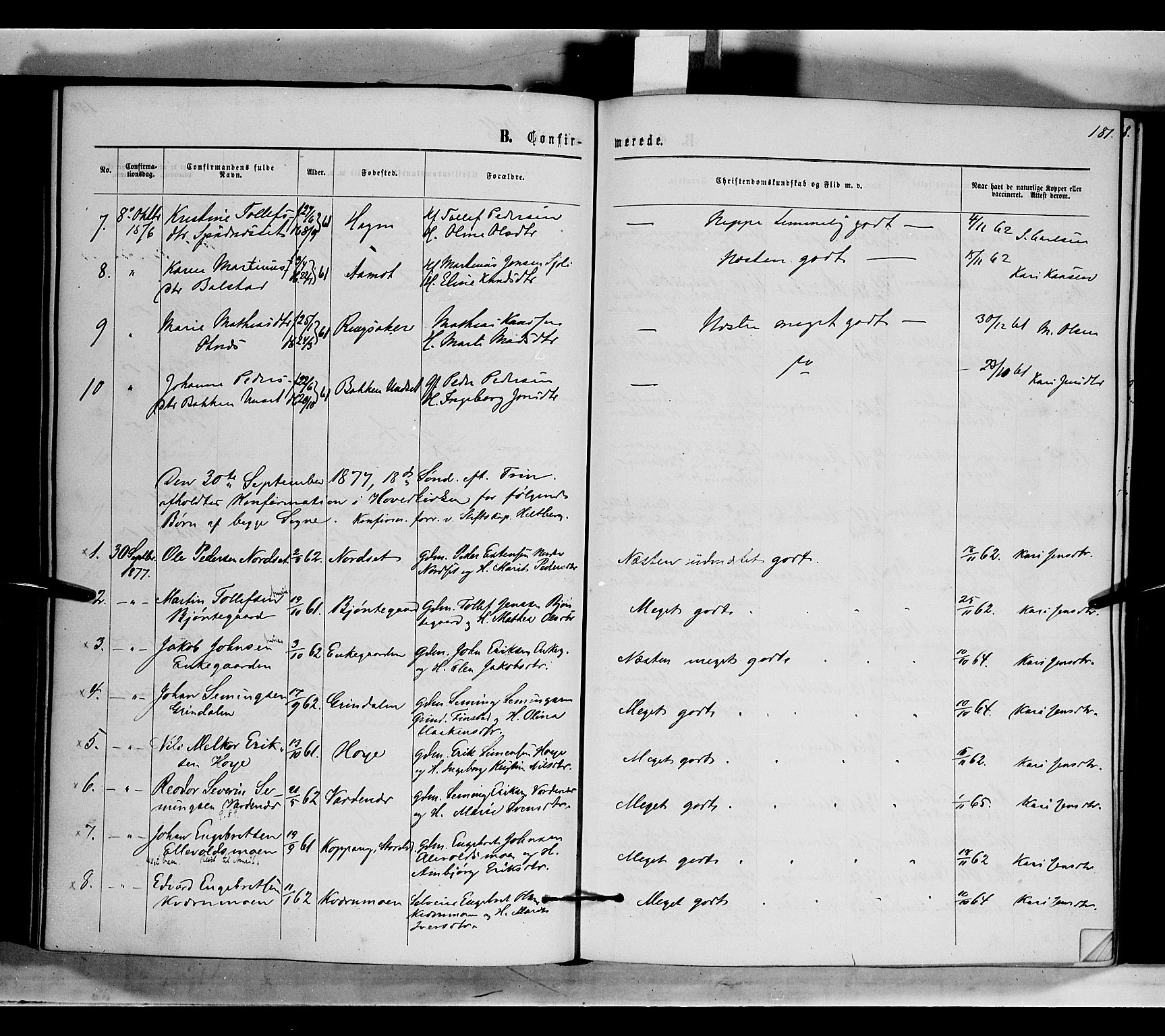 Rendalen prestekontor, SAH/PREST-054/H/Ha/Haa/L0006: Parish register (official) no. 6, 1867-1877, p. 181