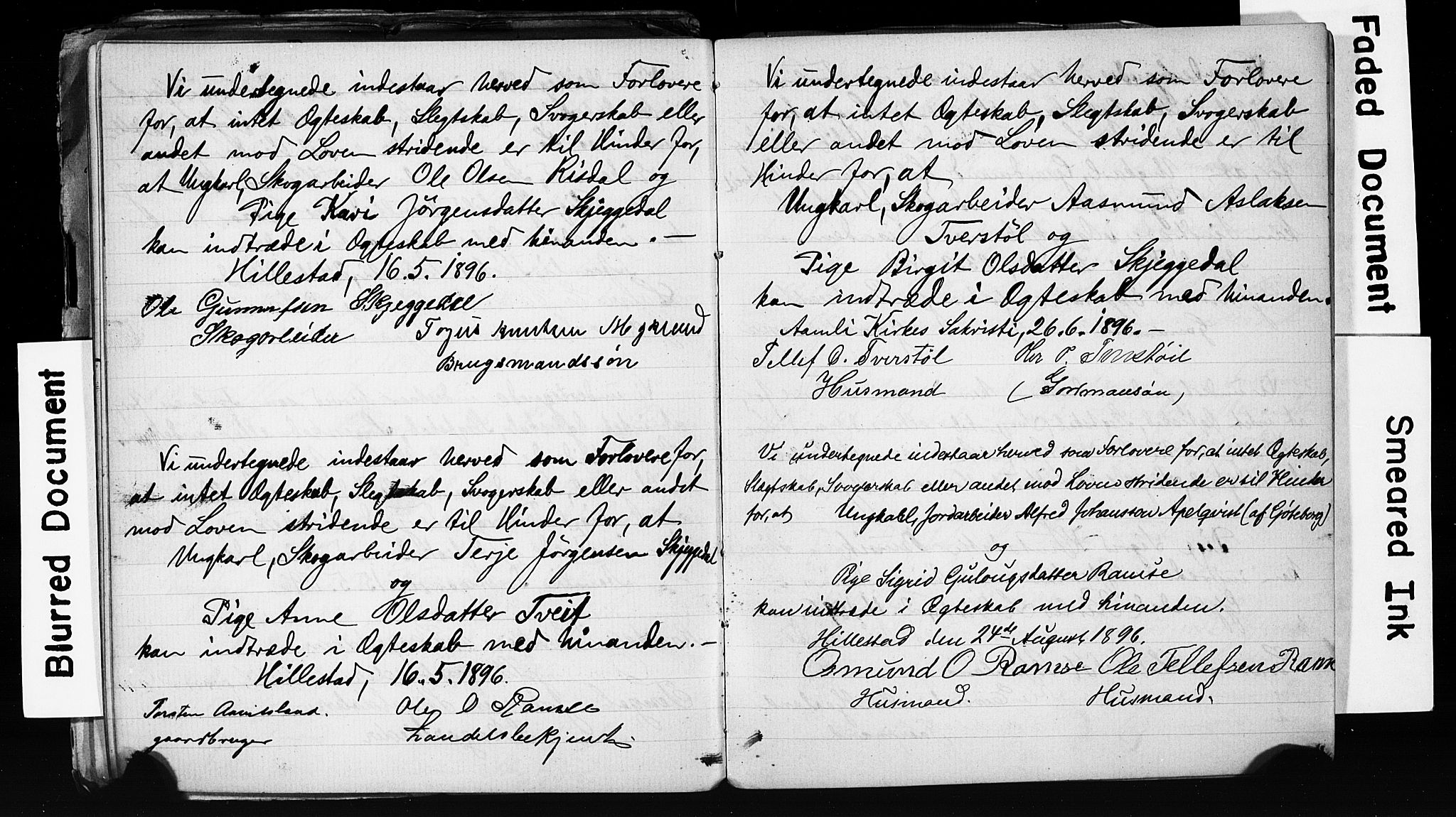 Åmli sokneprestkontor, AV/SAK-1111-0050/F/Fe/L0003: Best man's statements no. A VI 20, 1885-1905