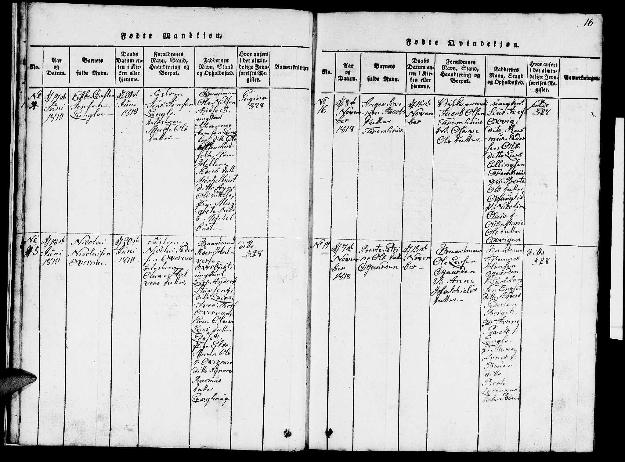 Ministerialprotokoller, klokkerbøker og fødselsregistre - Møre og Romsdal, AV/SAT-A-1454/520/L0289: Parish register (copy) no. 520C01, 1817-1837, p. 16