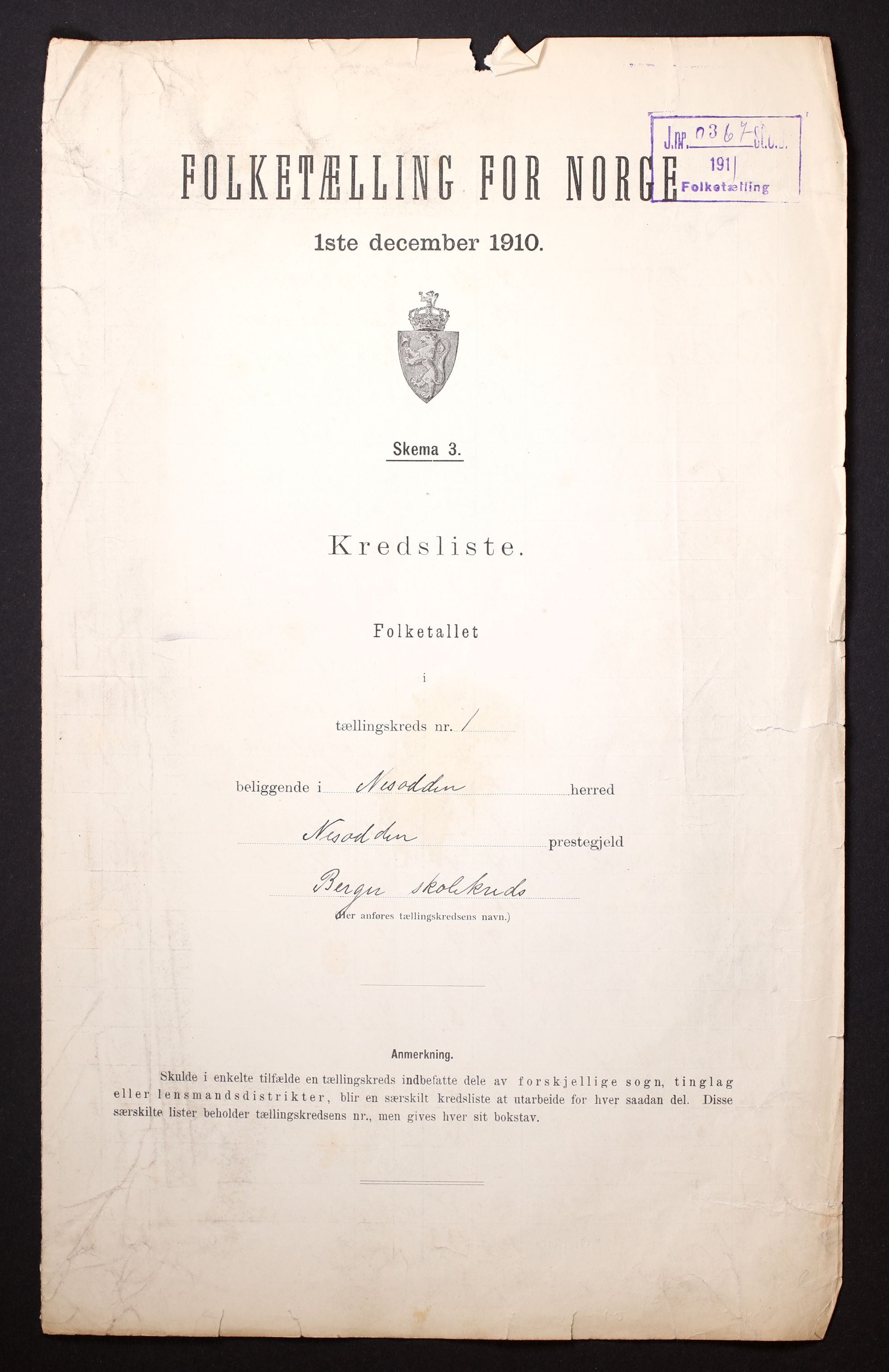 RA, 1910 census for Nesodden, 1910, p. 4