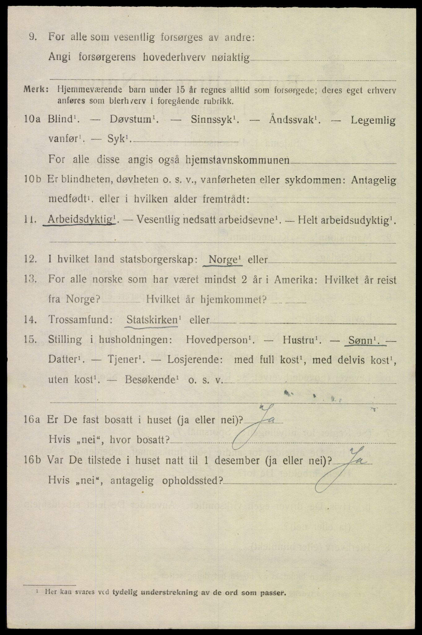 SAH, 1920 census for Elverum, 1920, p. 7491