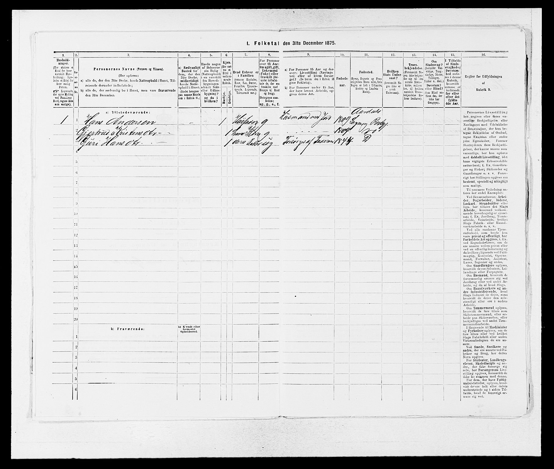 SAB, 1875 census for 1424P Årdal, 1875, p. 163