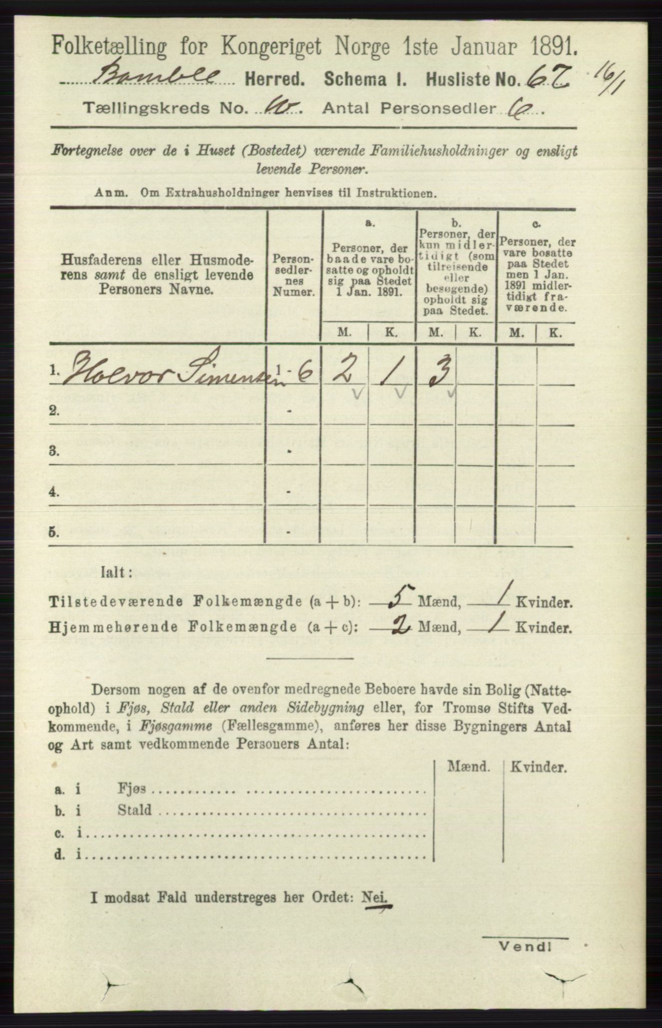 RA, 1891 census for 0814 Bamble, 1891, p. 5769