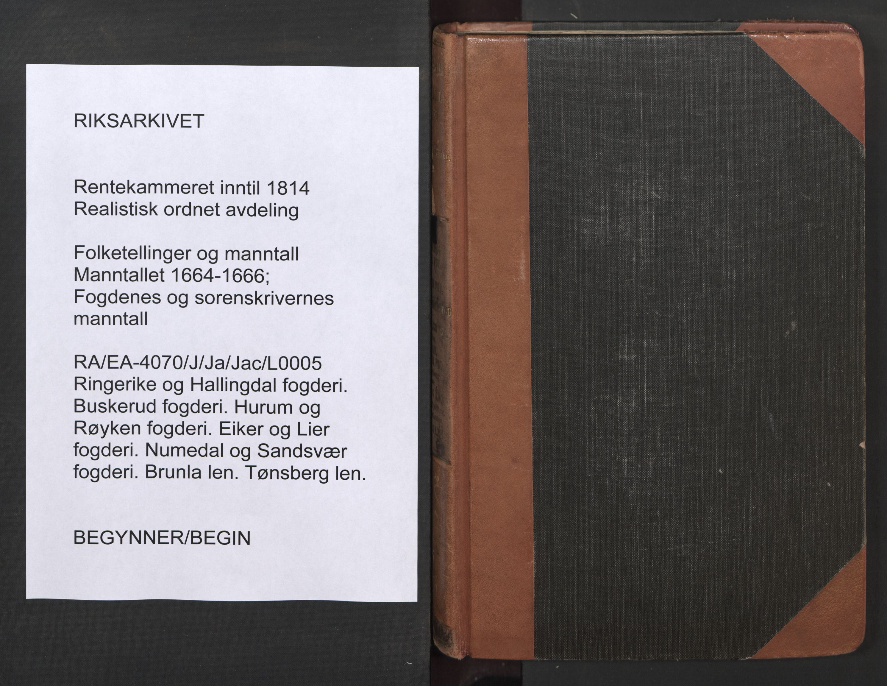 RA, Bailiff's Census 1664-1666, no. 5: Modern Buskerud county and modern Vestfold county, 1664