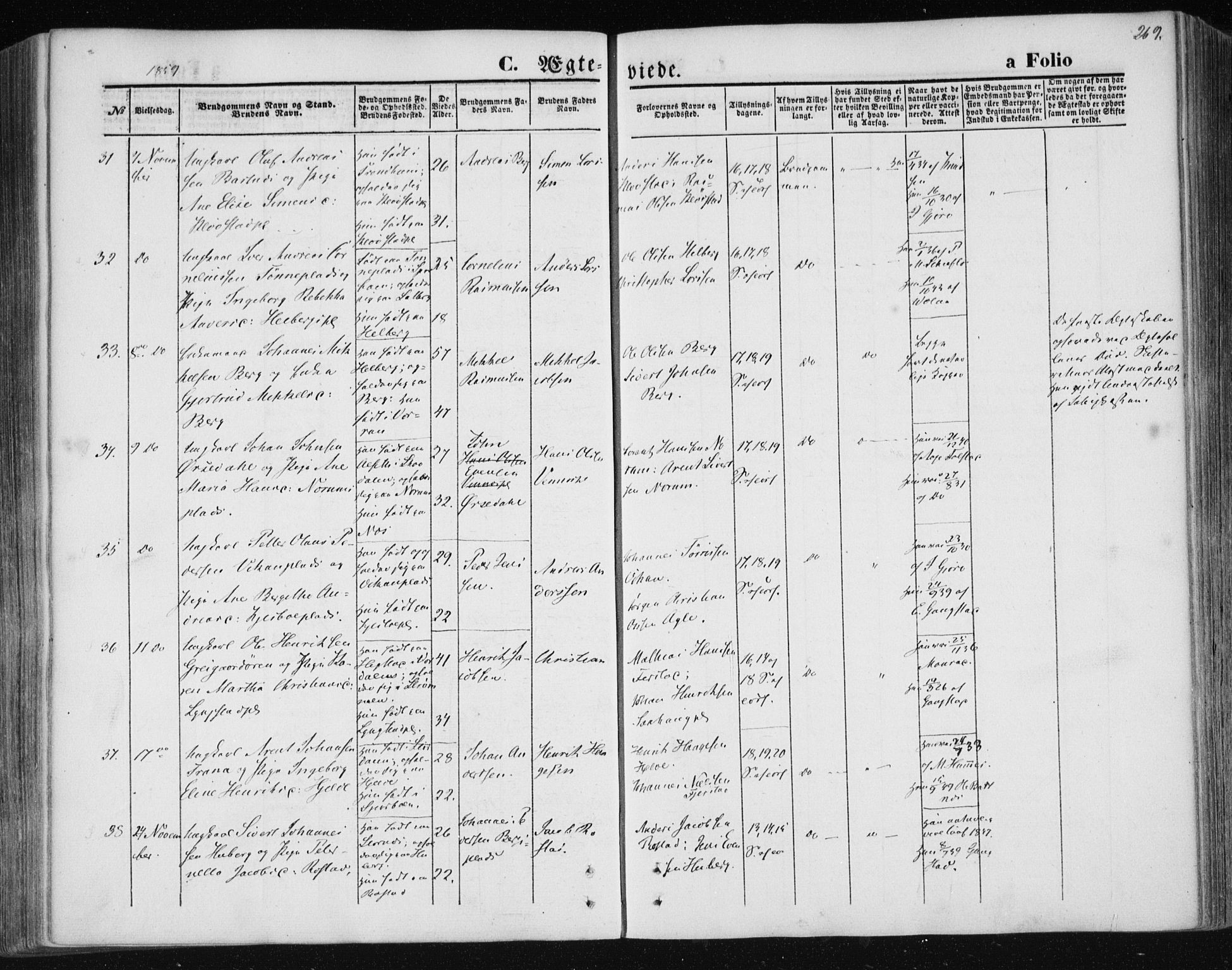 Ministerialprotokoller, klokkerbøker og fødselsregistre - Nord-Trøndelag, SAT/A-1458/730/L0283: Parish register (official) no. 730A08, 1855-1865, p. 269