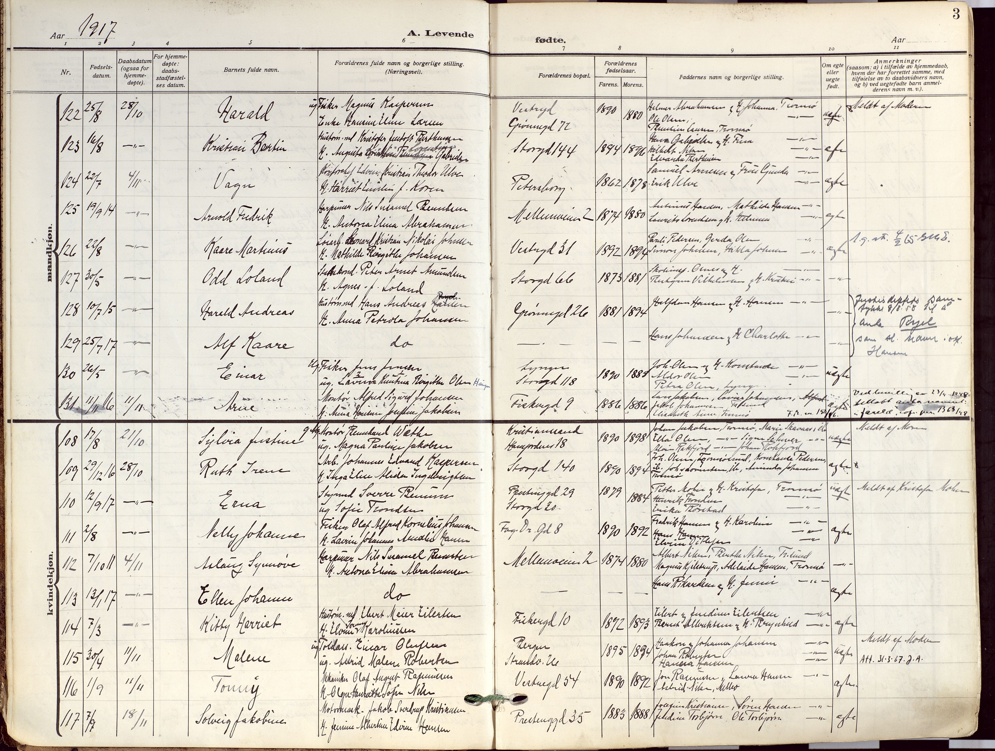 Tromsø sokneprestkontor/stiftsprosti/domprosti, SATØ/S-1343/G/Ga/L0019kirke: Parish register (official) no. 19, 1917-1927, p. 3
