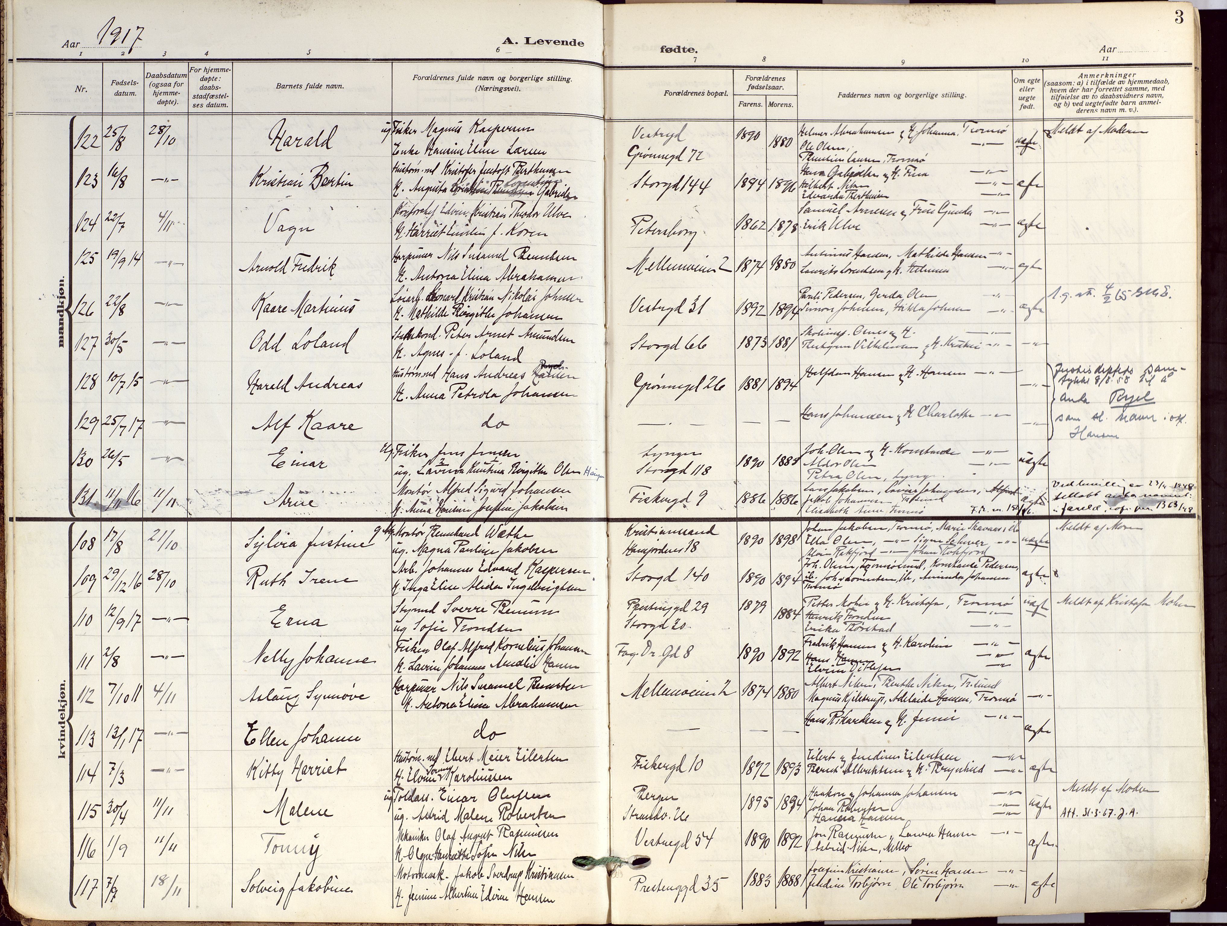 Tromsø sokneprestkontor/stiftsprosti/domprosti, AV/SATØ-S-1343/G/Ga/L0019kirke: Parish register (official) no. 19, 1917-1927, p. 3