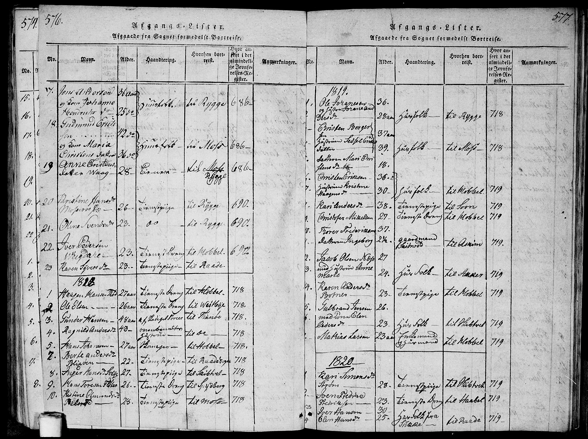 Våler prestekontor Kirkebøker, SAO/A-11083/G/Ga/L0001: Parish register (copy) no. I 1, 1815-1839, p. 576-577