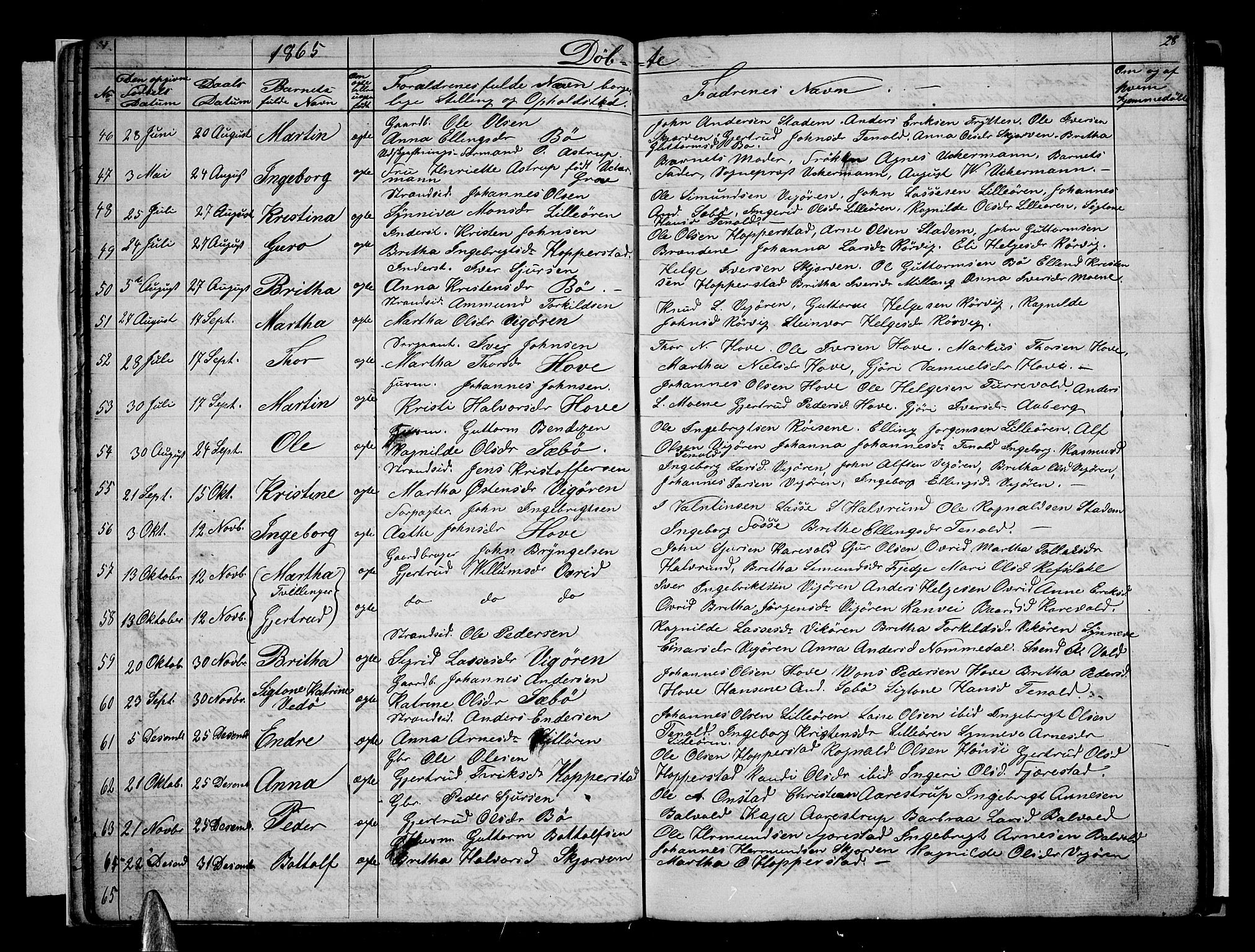 Vik sokneprestembete, AV/SAB-A-81501/H/Hab/Haba/L0002: Parish register (copy) no. A 2, 1856-1877, p. 28