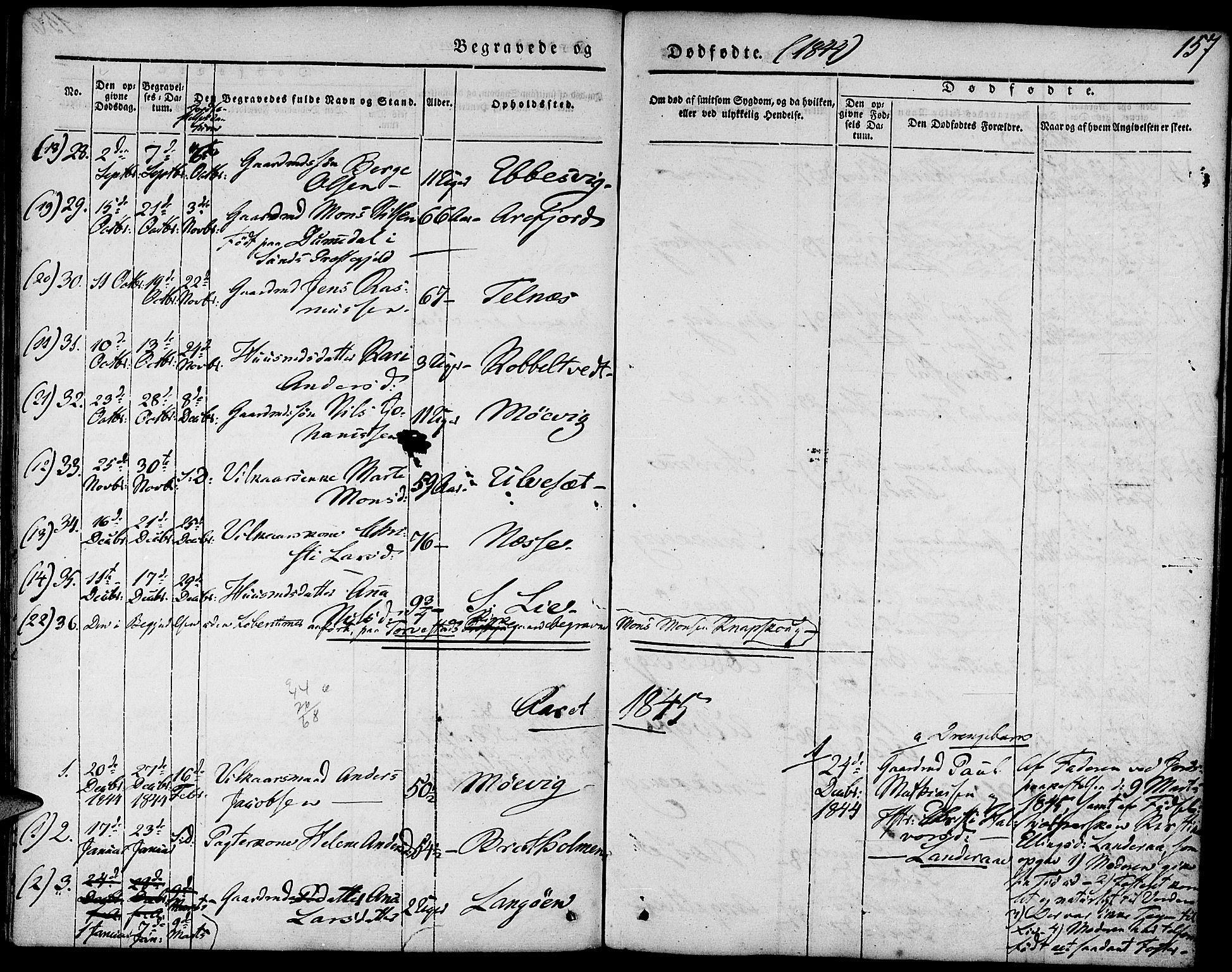 Fjell sokneprestembete, SAB/A-75301/H/Haa: Parish register (official) no. A 1, 1835-1850, p. 157