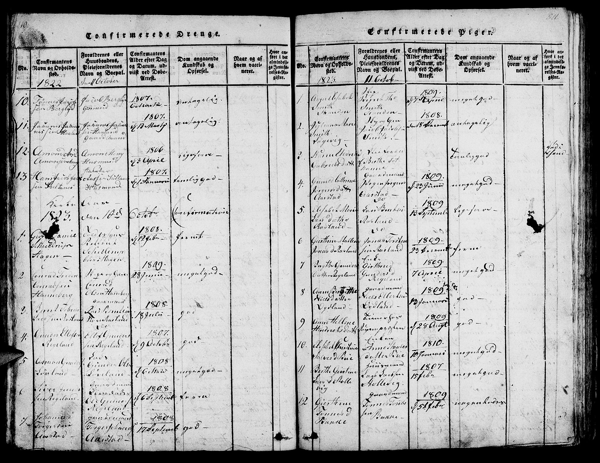 Sokndal sokneprestkontor, SAST/A-101808: Parish register (copy) no. B 1, 1815-1848, p. 510-511