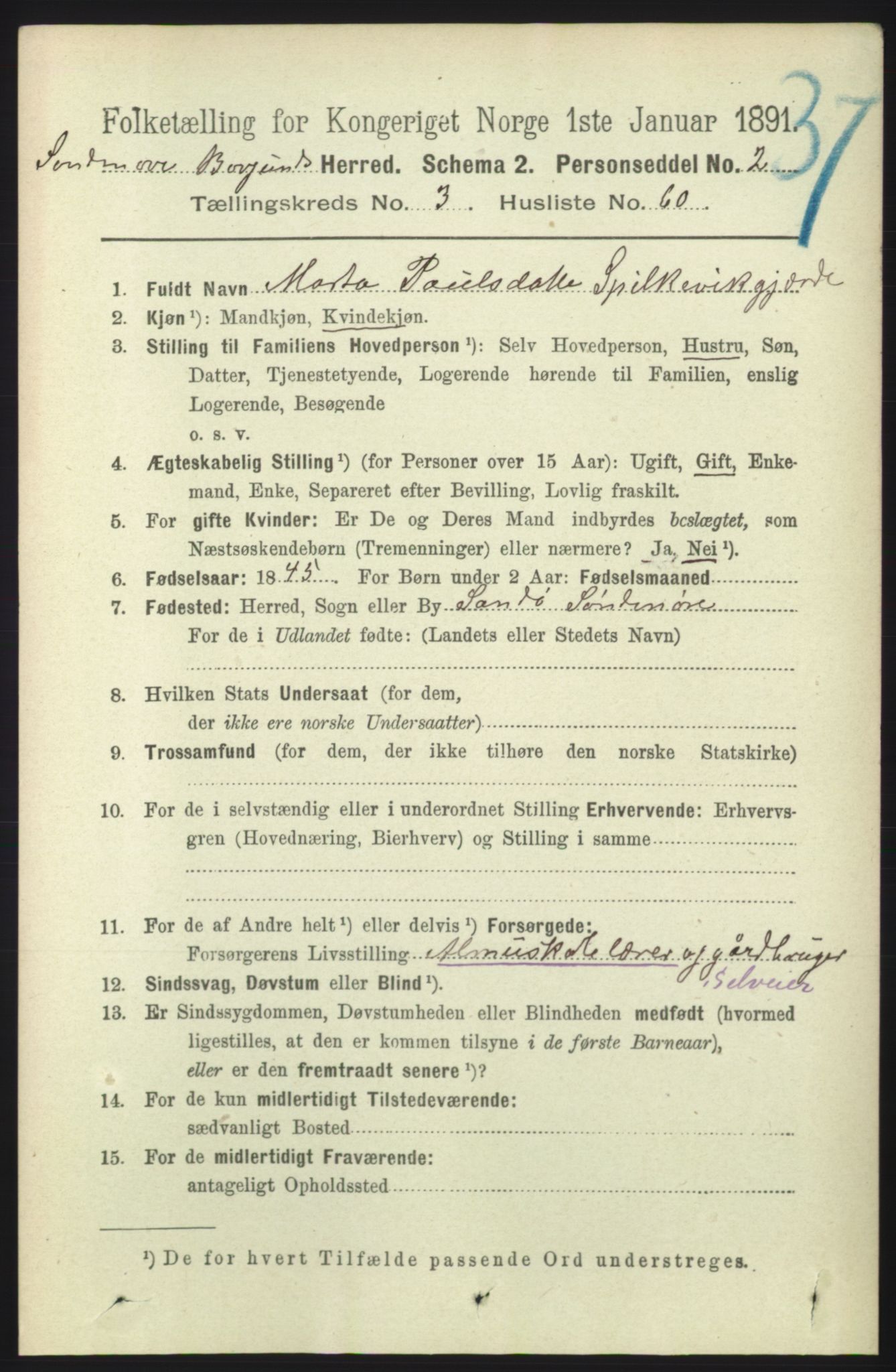 RA, 1891 census for 1531 Borgund, 1891, p. 951