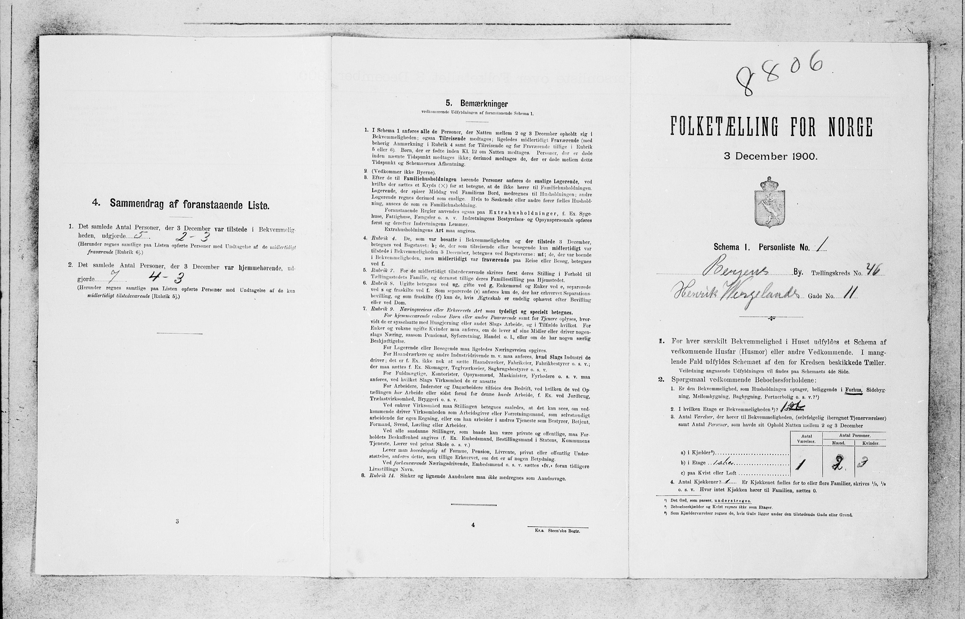 SAB, 1900 census for Bergen, 1900, p. 8448