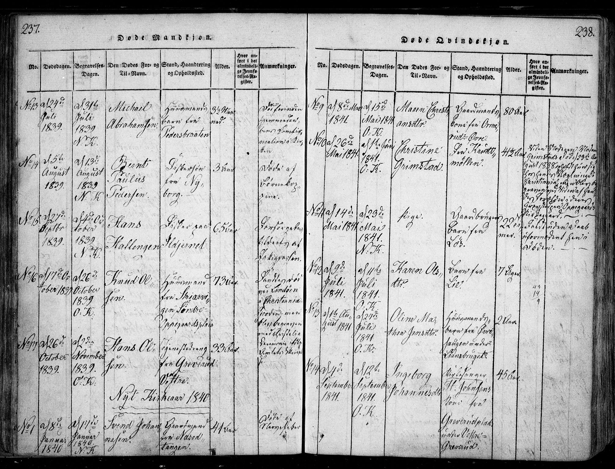 Nesodden prestekontor Kirkebøker, SAO/A-10013/F/Fa/L0006: Parish register (official) no. I 6, 1814-1847, p. 237-238