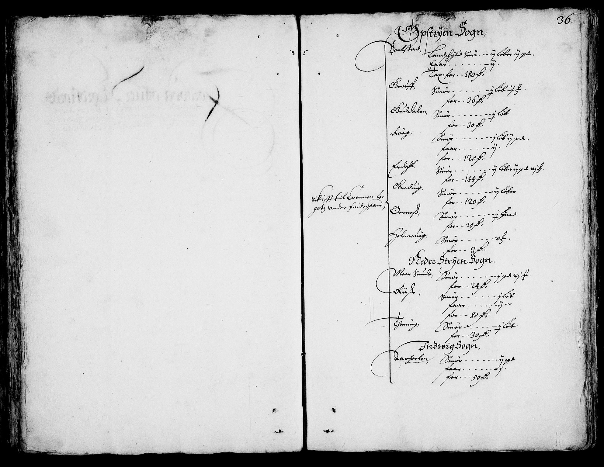 Rentekammeret inntil 1814, Realistisk ordnet avdeling, AV/RA-EA-4070/On/L0001/0002: Statens gods / [Jj 2]: Jordebok og forklaring over atkomstene til Hannibal Sehesteds gods, 1651, p. 1035b-1036a