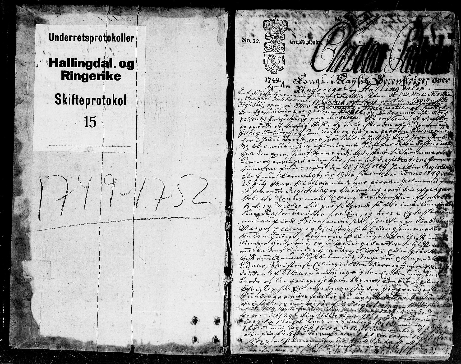 Ringerike og Hallingdal sorenskriveri, SAKO/A-81/H/Ha/L0015: Skifteprotokoll, 1749-1752, p. 0b-1a
