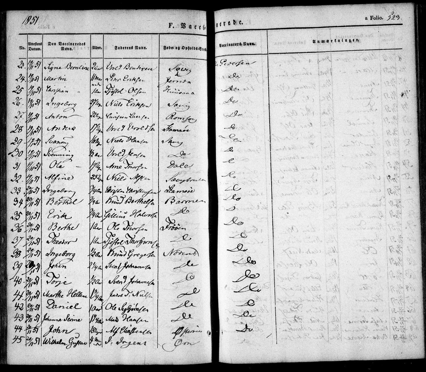 Søndeled sokneprestkontor, SAK/1111-0038/F/Fa/L0002: Parish register (official) no. A 2, 1839-1860, p. 523