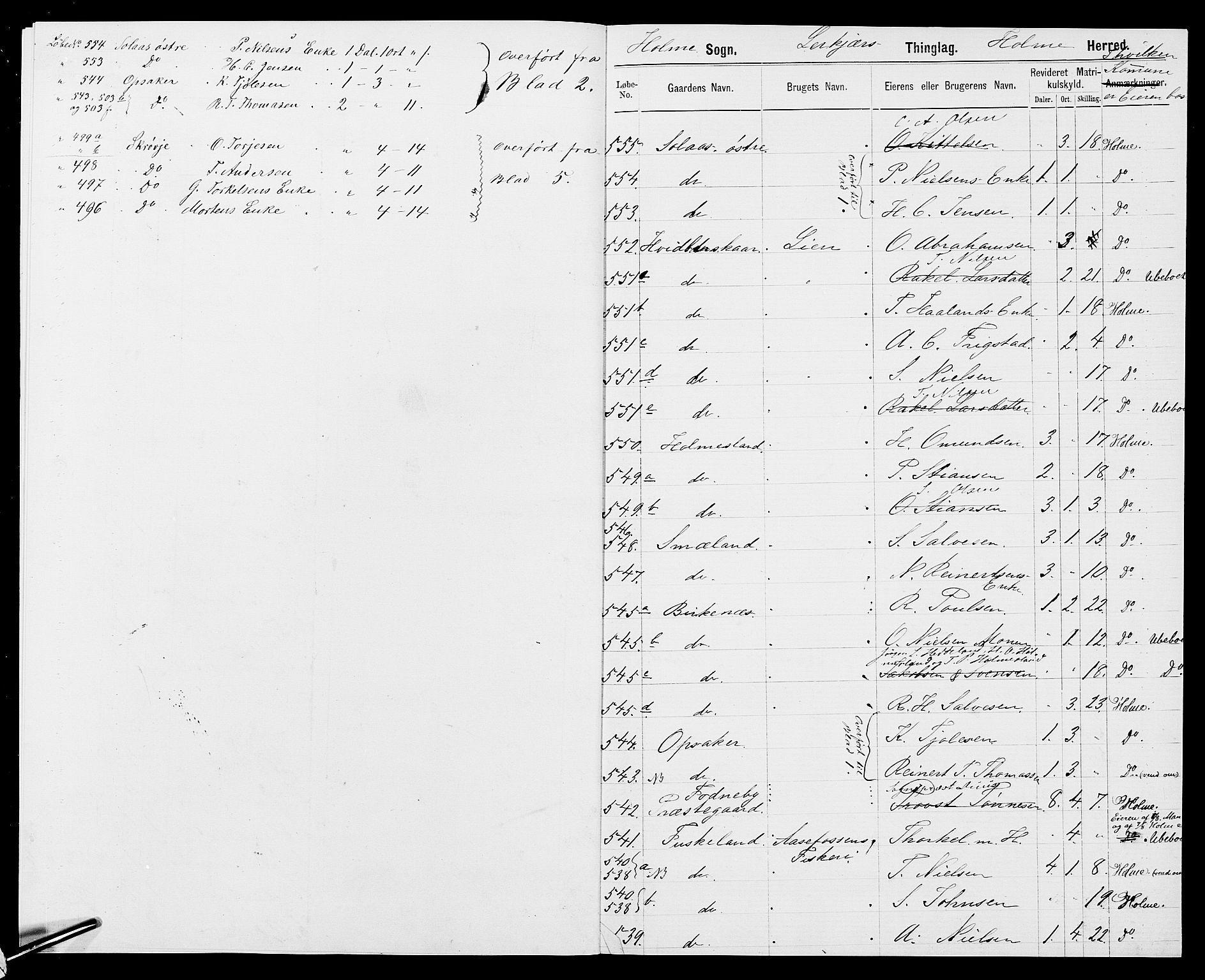 SAK, 1875 census for 1020P Holum, 1875, p. 5