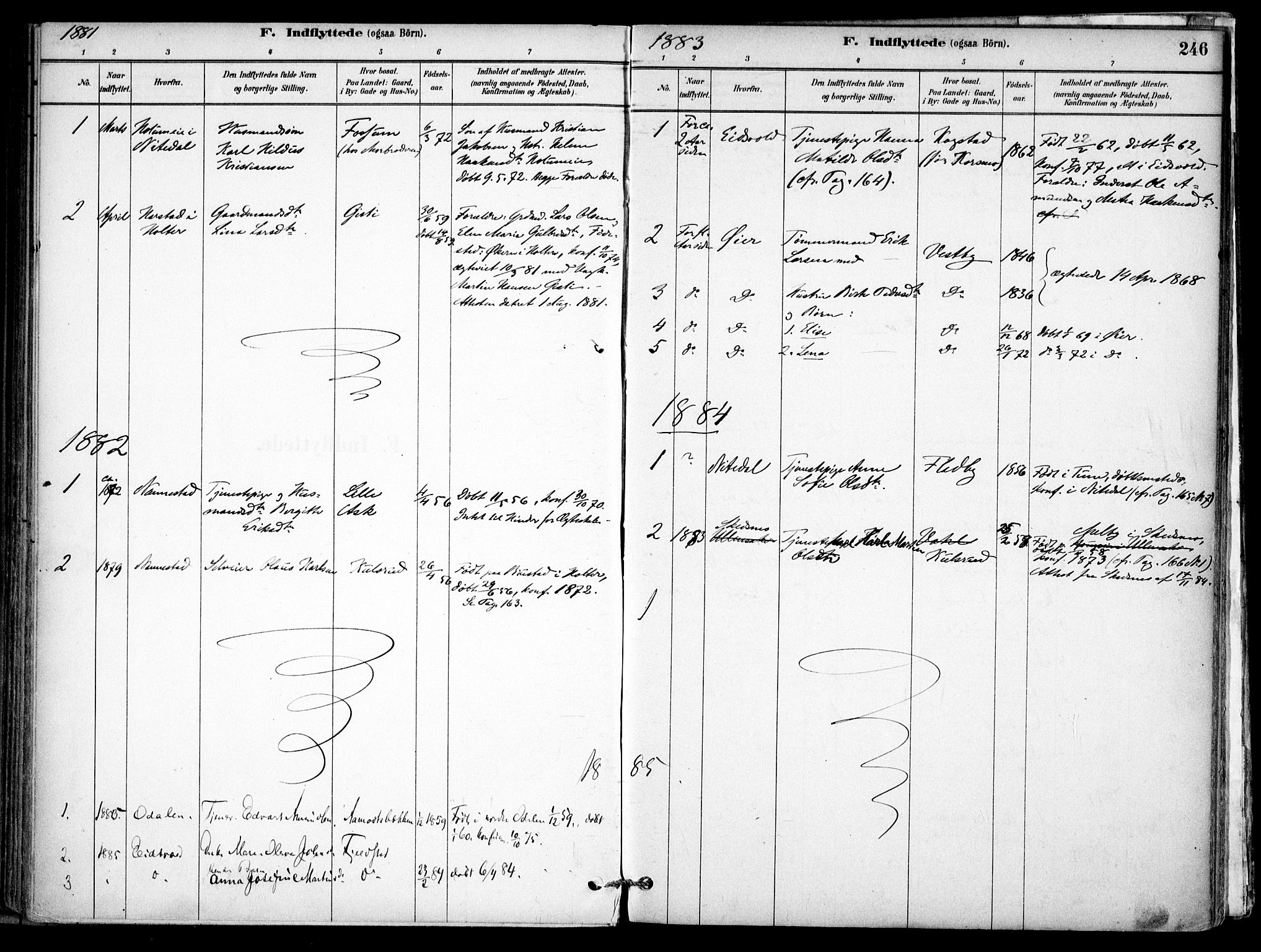 Gjerdrum prestekontor Kirkebøker, SAO/A-10412b/F/Fb/L0001: Parish register (official) no. II 1, 1881-1921, p. 246