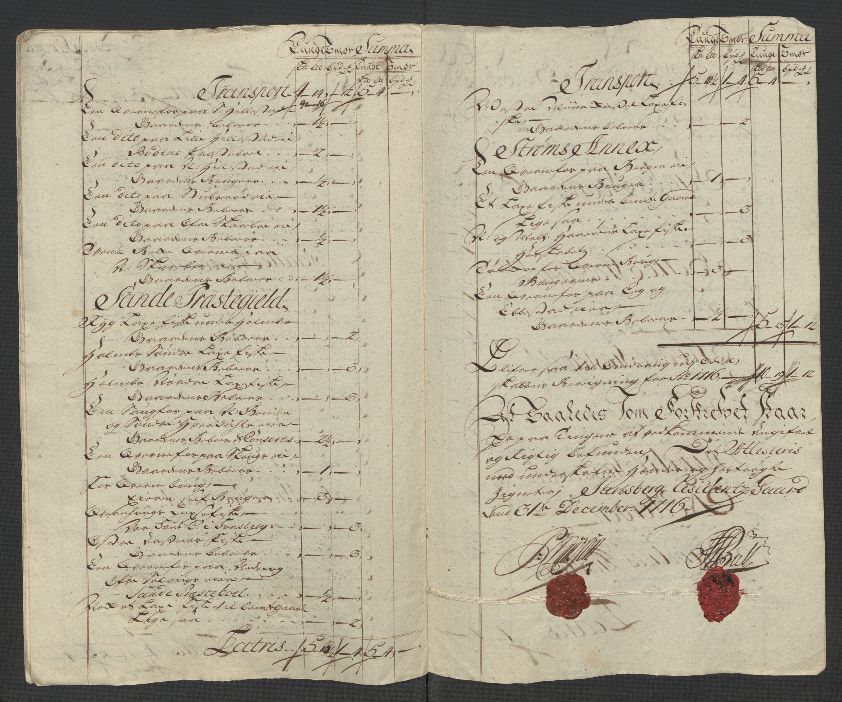 Rentekammeret inntil 1814, Reviderte regnskaper, Fogderegnskap, AV/RA-EA-4092/R32/L1880: Fogderegnskap Jarlsberg grevskap, 1716, p. 290