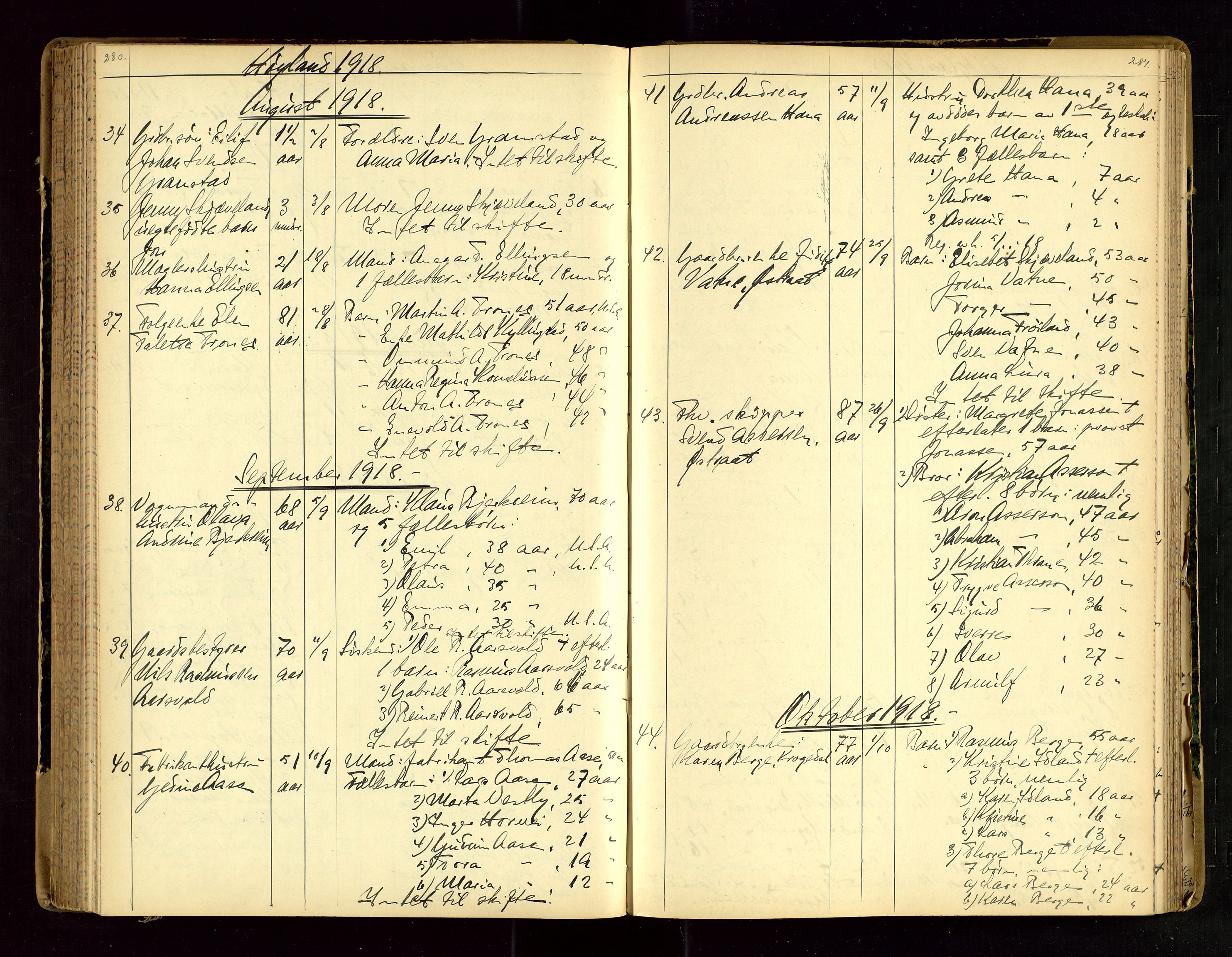 Jæren sorenskriveri, AV/SAST-A-100310/01/5/52/52B/L0003: DØDSFALLPROTOKOLL, 1910-1916, p. 280-281