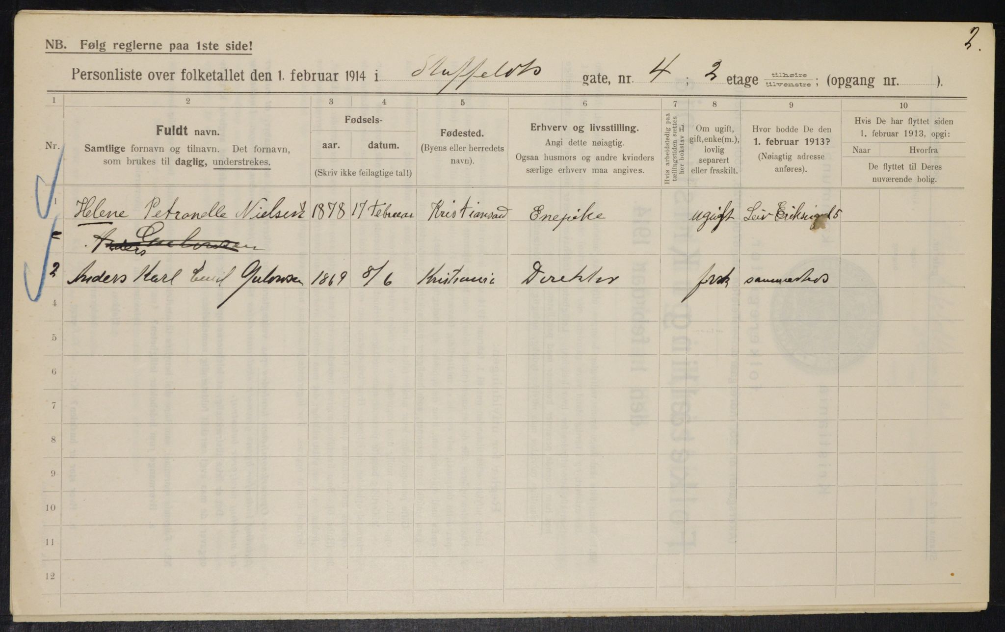 OBA, Municipal Census 1914 for Kristiania, 1914, p. 100561