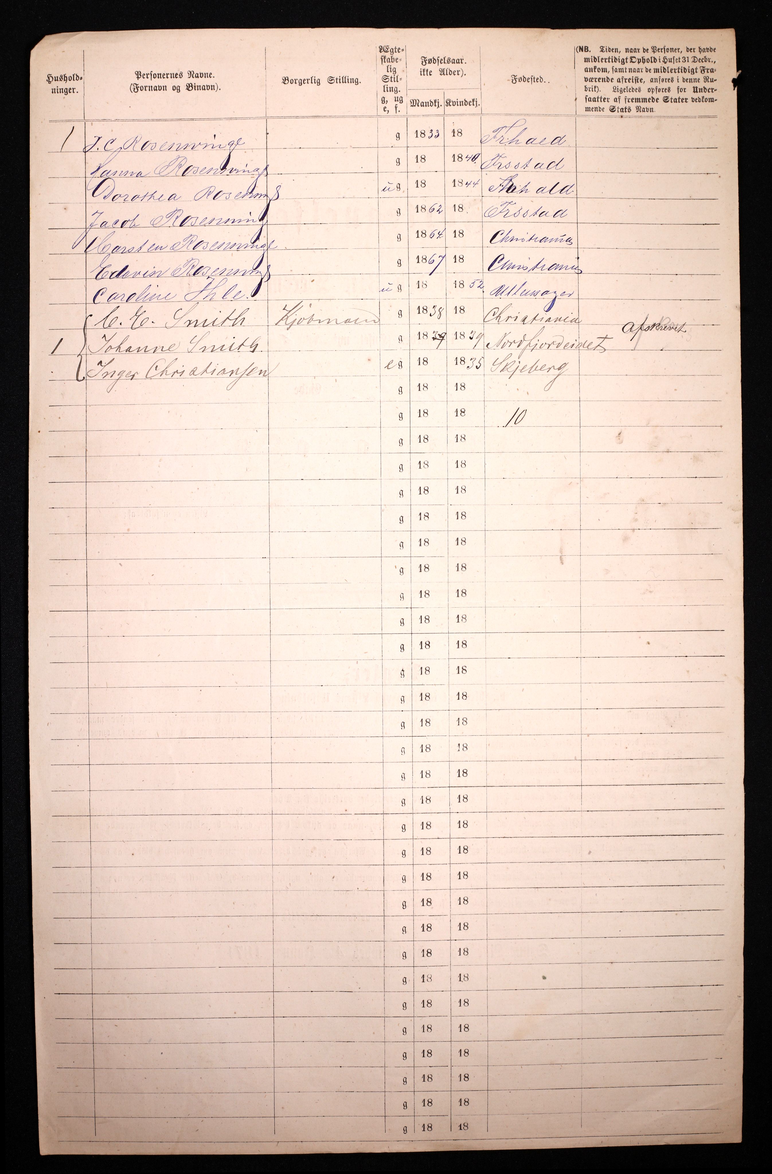 RA, 1870 census for 0301 Kristiania, 1870, p. 4645