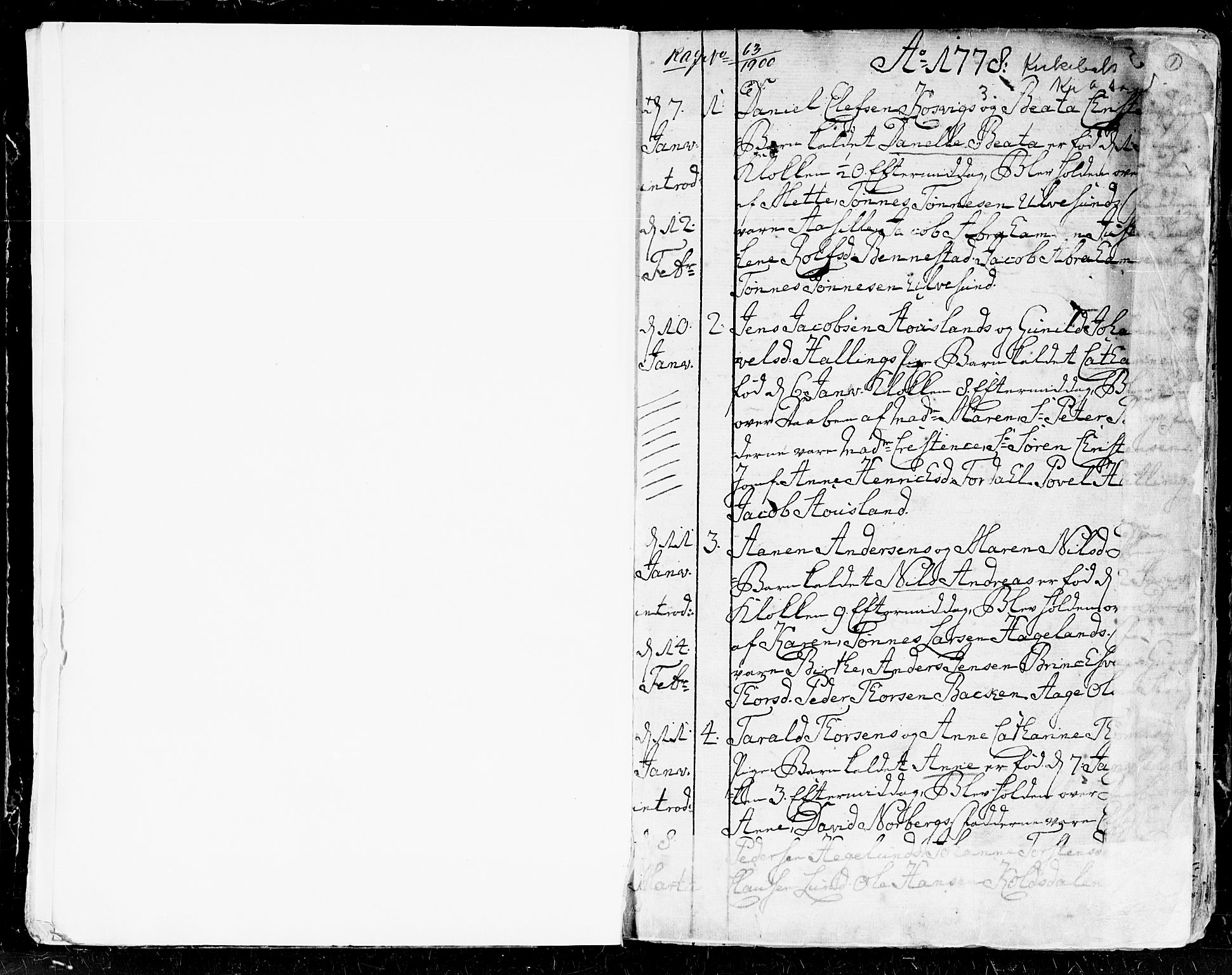 Kristiansand domprosti, AV/SAK-1112-0006/F/Fa/L0003: Parish register (official) no. A 3, 1778-1818, p. 0-1