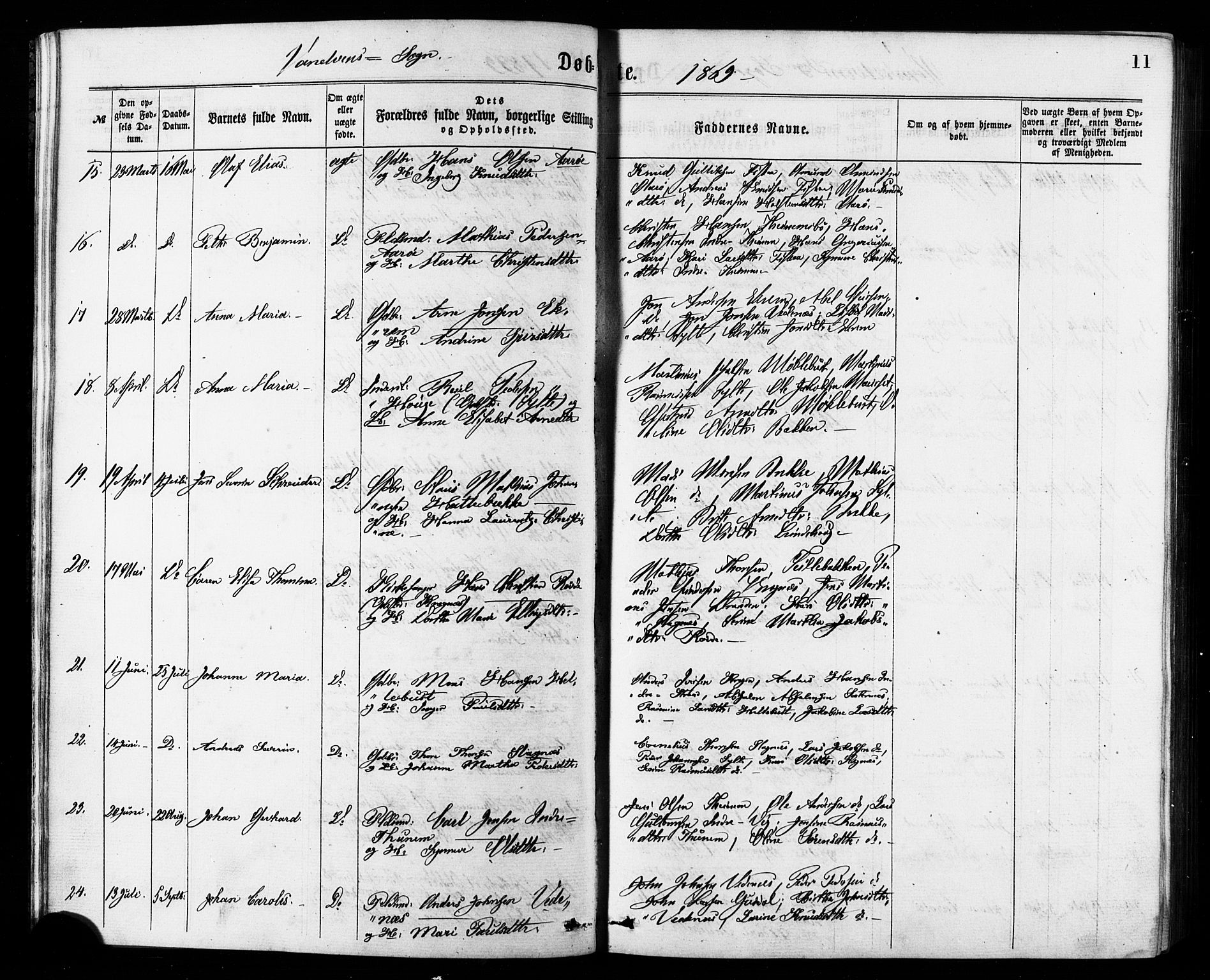 Ministerialprotokoller, klokkerbøker og fødselsregistre - Møre og Romsdal, AV/SAT-A-1454/501/L0007: Parish register (official) no. 501A07, 1868-1884, p. 11